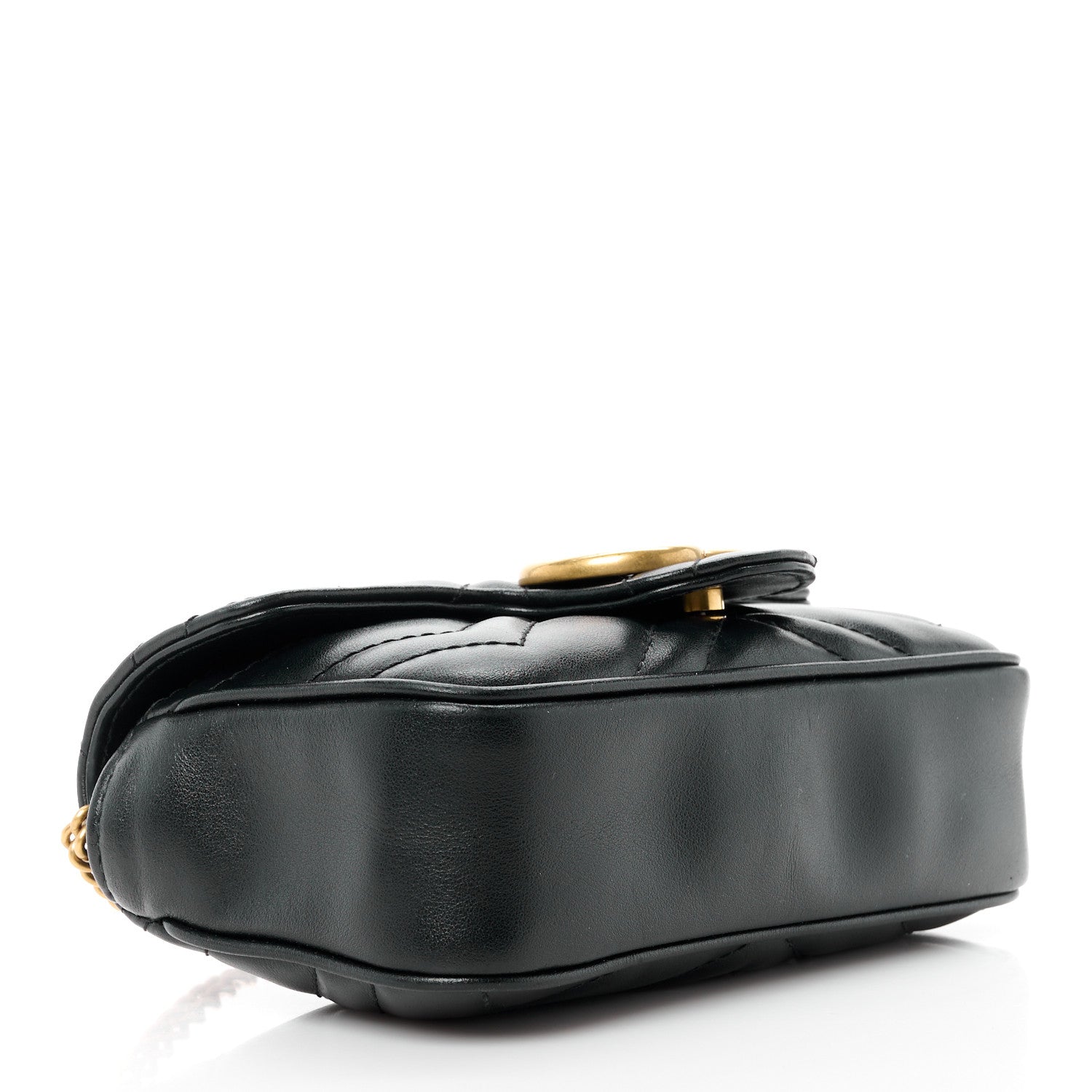 Gucci Calfskin Matelasse Super Mini GG Marmont Shoulder Bag Black 4 of 10
