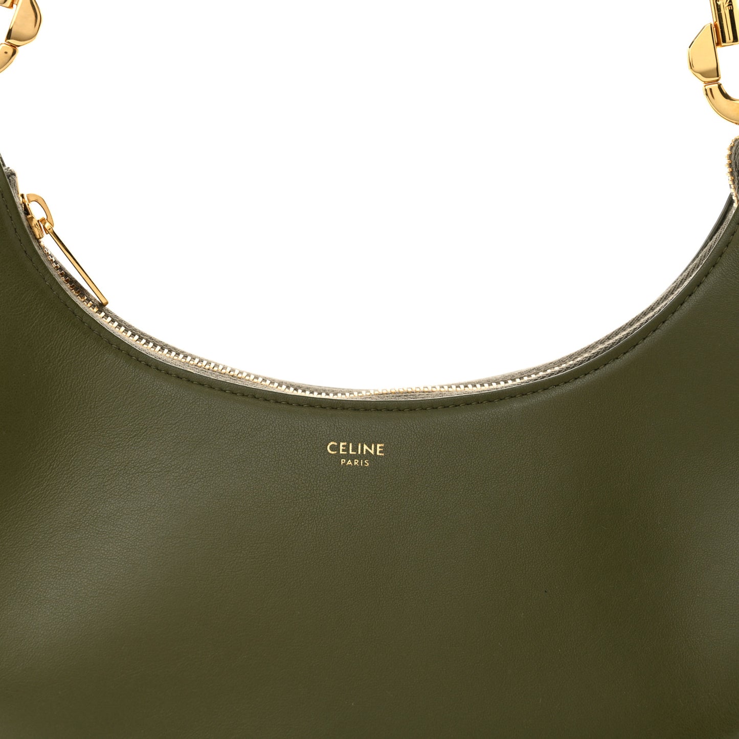 Smooth Calfskin Medium Strap Ava Shoulder Bag Dark Olive