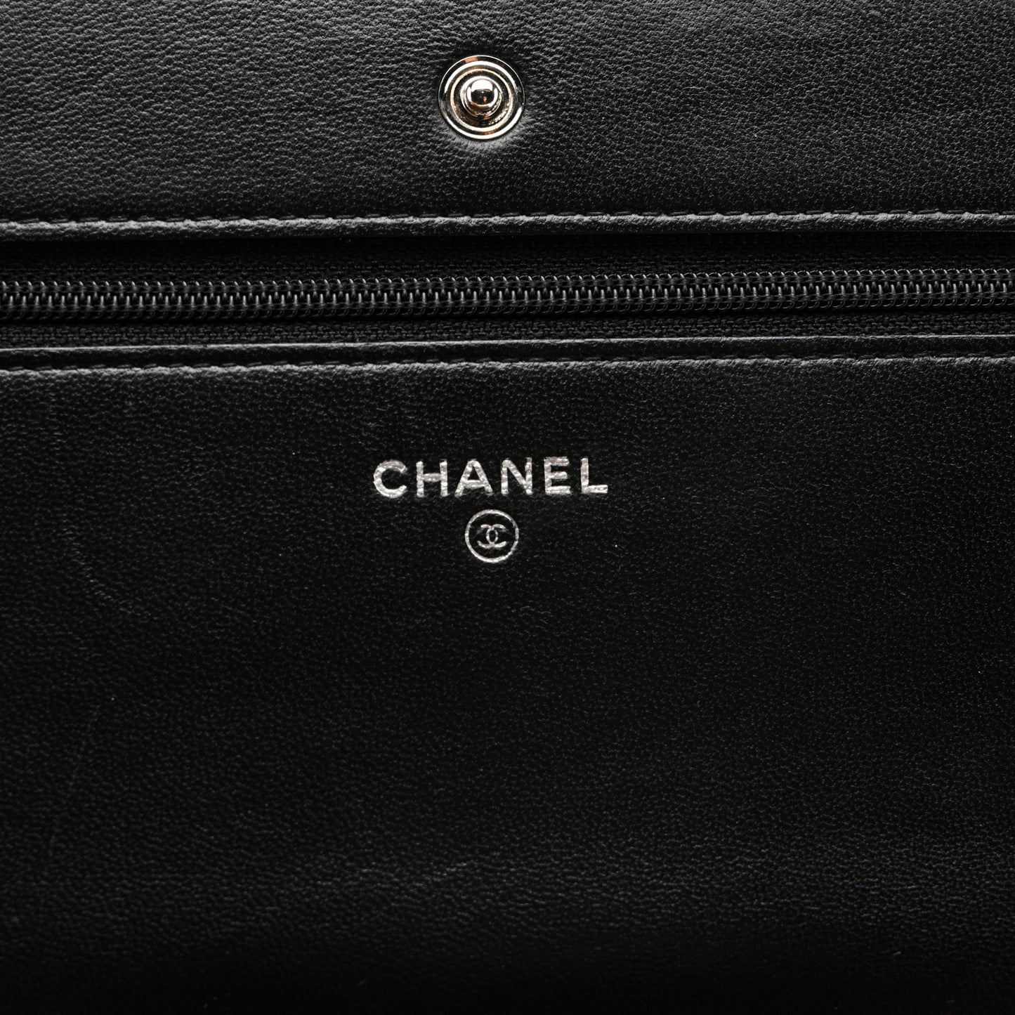 Lambskin Camellia Quilted Wallet On Chain WOC Black