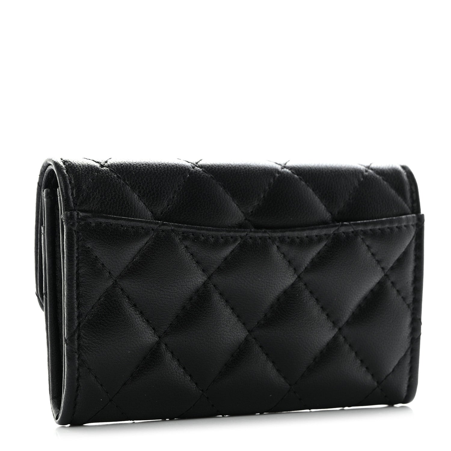 Chanel Lambskin Quilted Flap Card Holder Wallet So Black 3 of 9