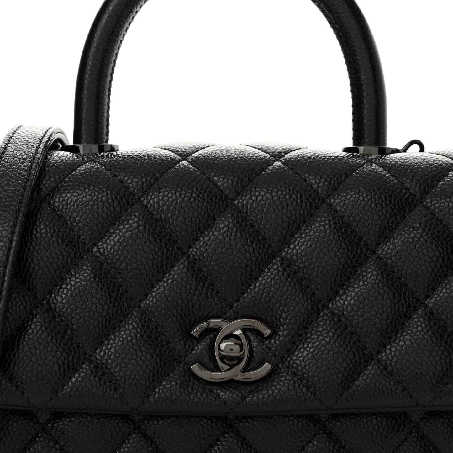 Caviar Quilted Mini Coco Handle Flap So Black