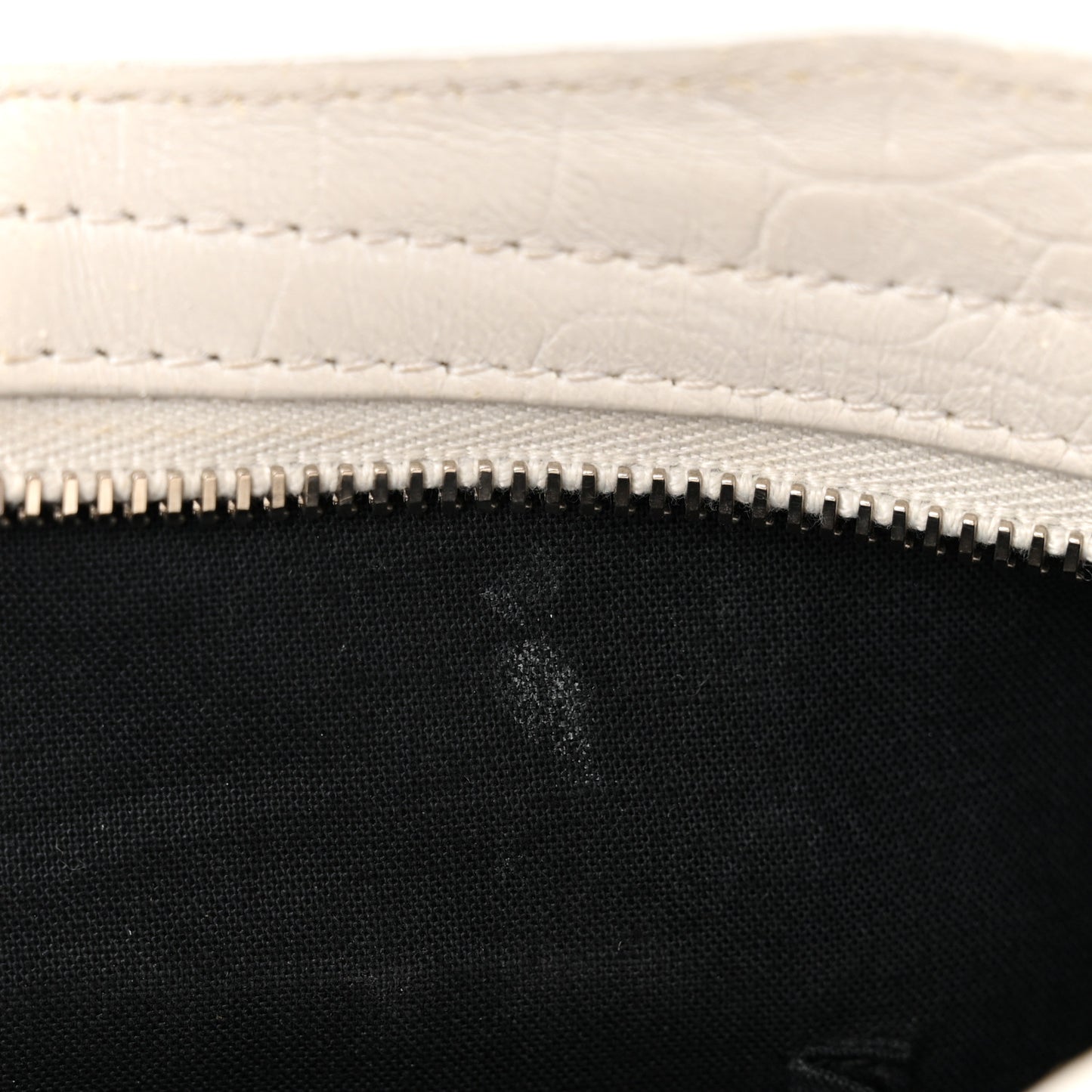 Matte Supple Lambskin Crocodile Embossed Classic Silver Hardware S City White