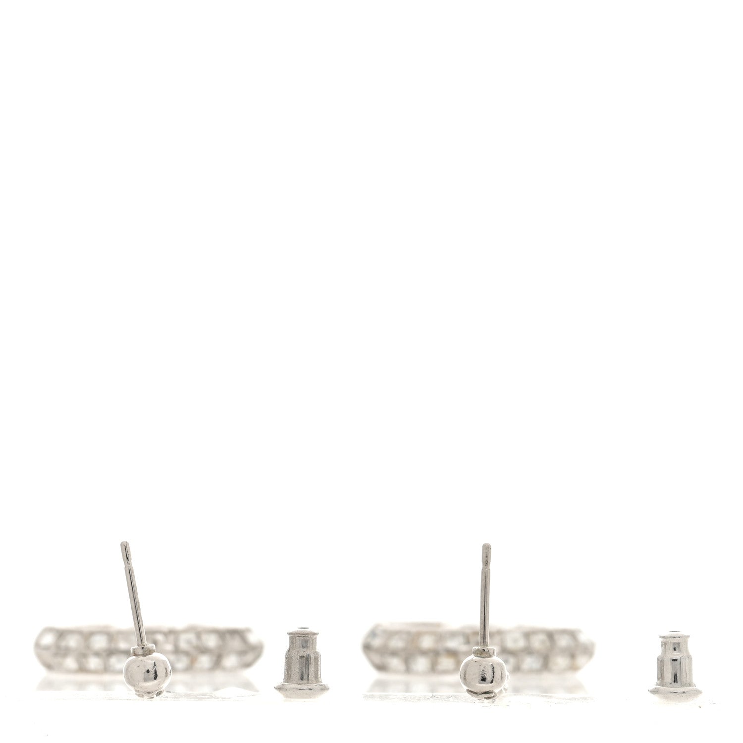 Chanel Baguette Crystal CC Drop Earrings Silver 3 of 4