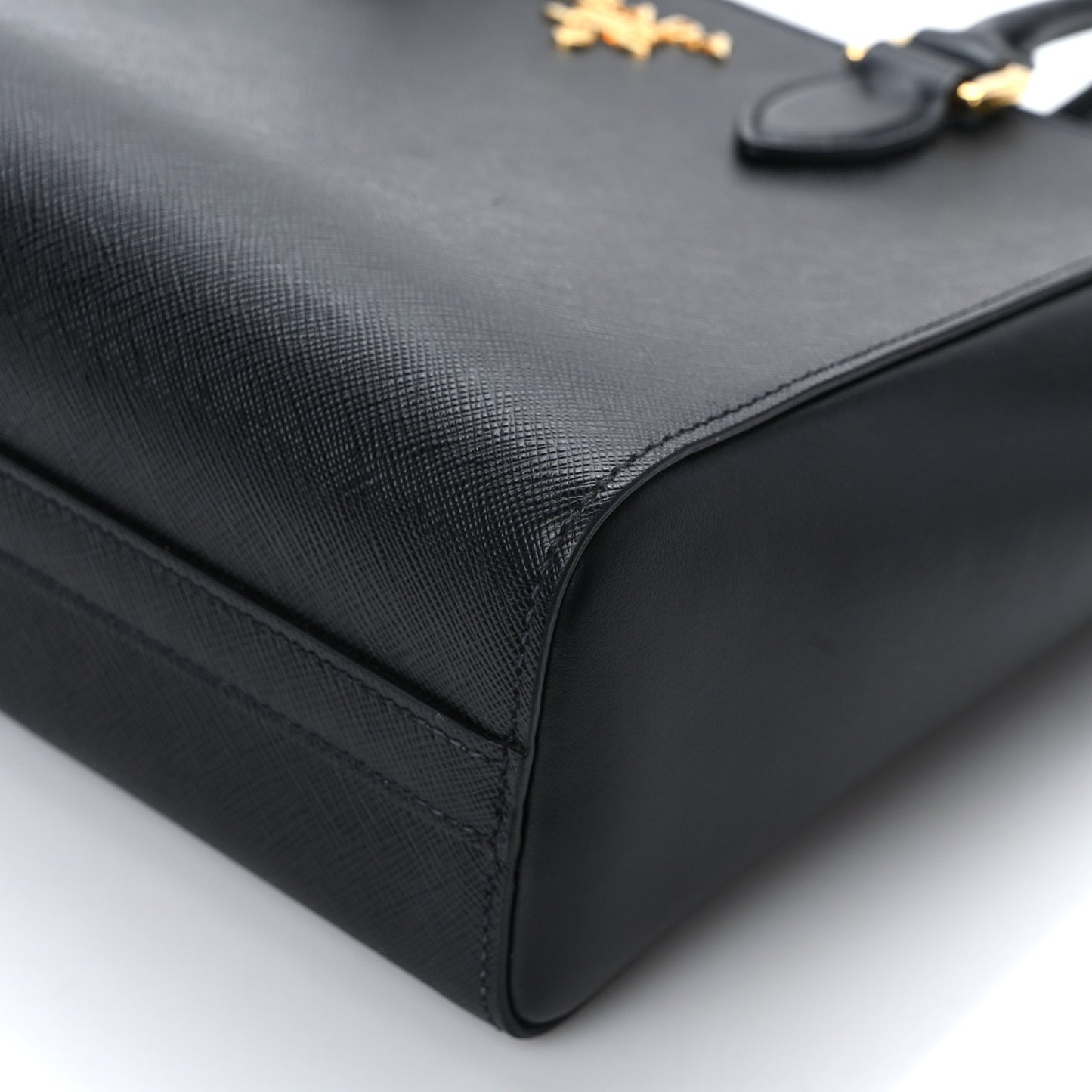 Saffiano Soft Calfskin Small Zippered Tote Black