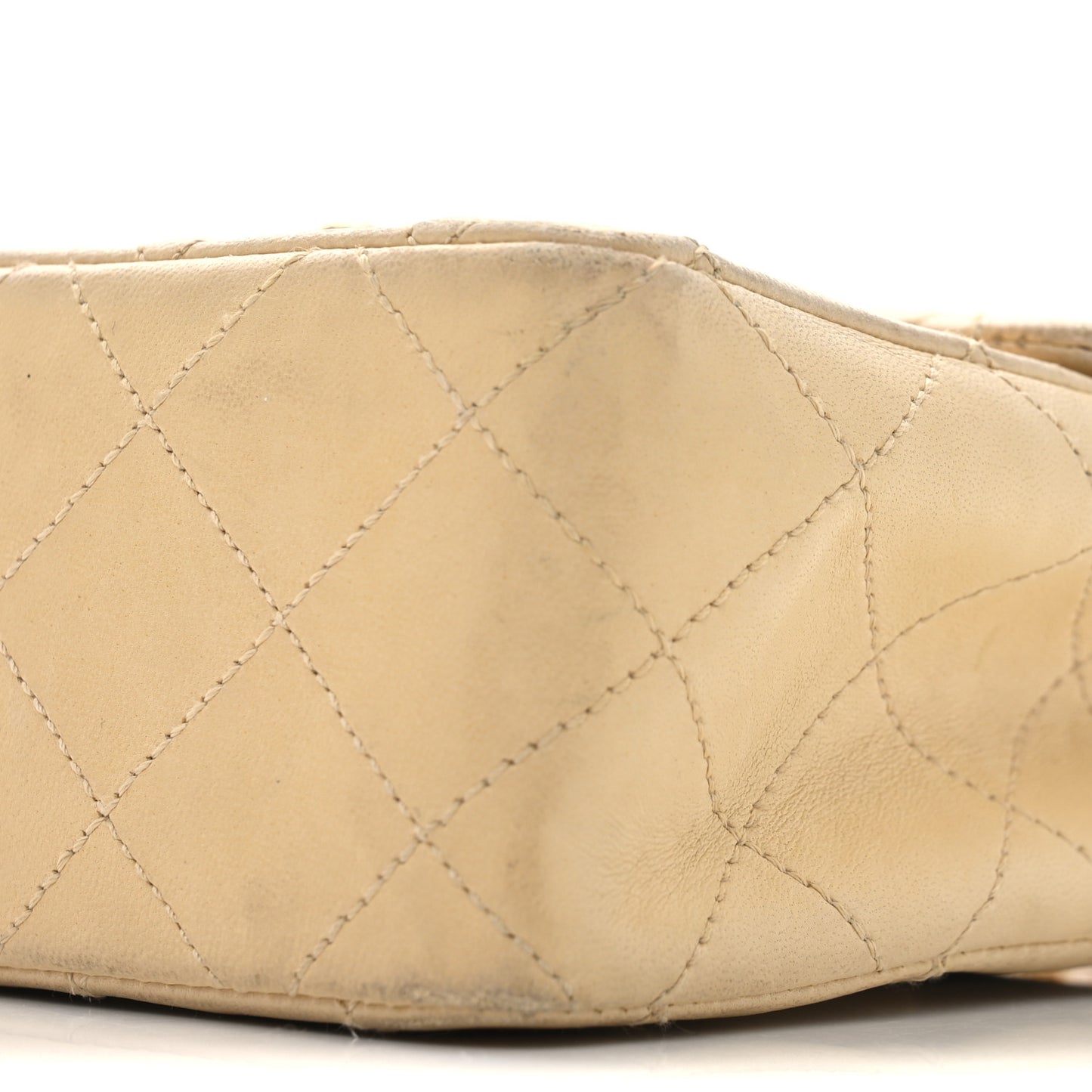 Lambskin Quilted Mini Square Flap Beige
