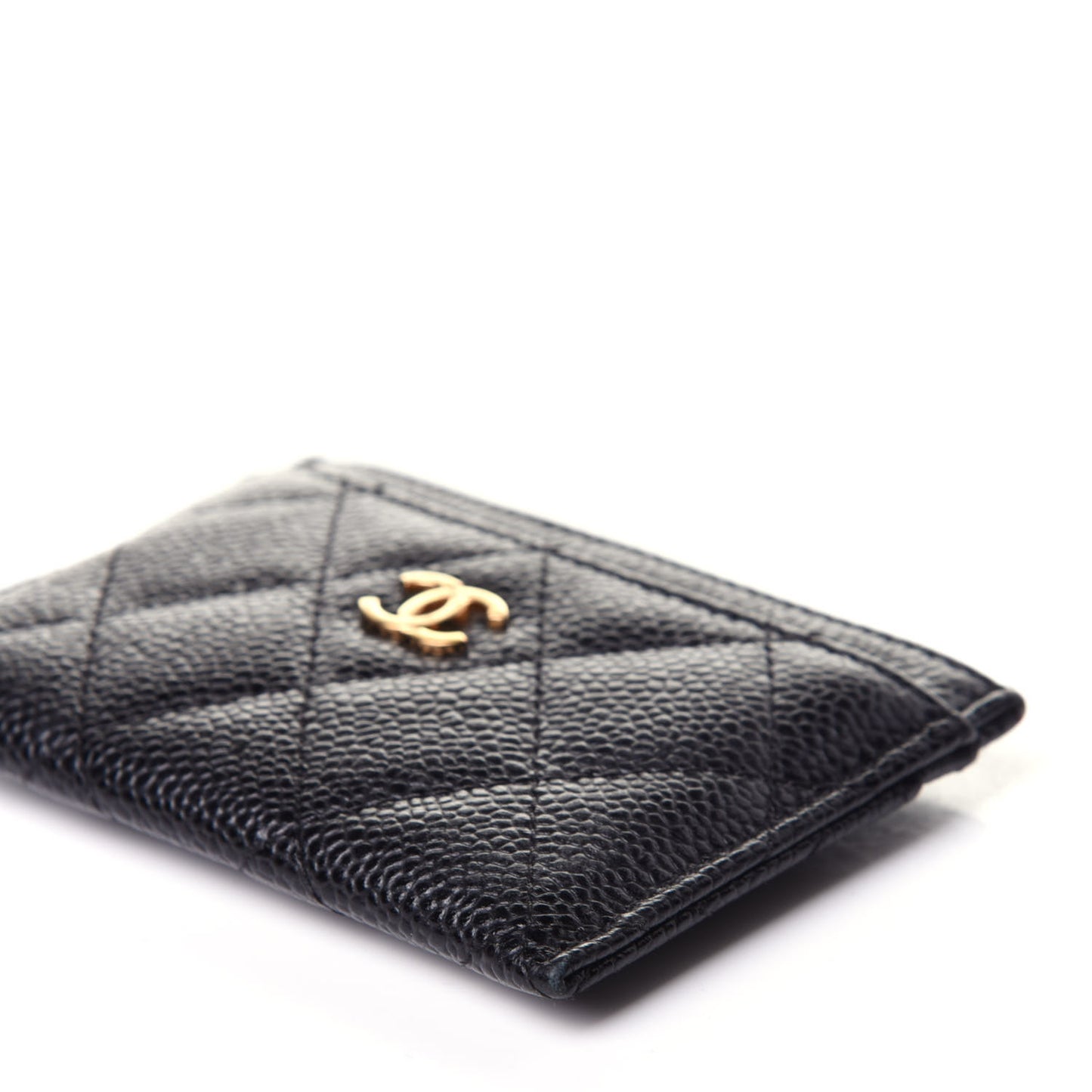 Caviar Quilted Card Holder Black