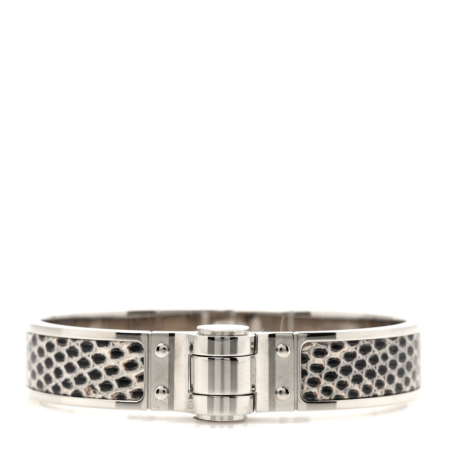 Lizard Charniere Cuir Narrow Hinged Bracelet M Ombre
