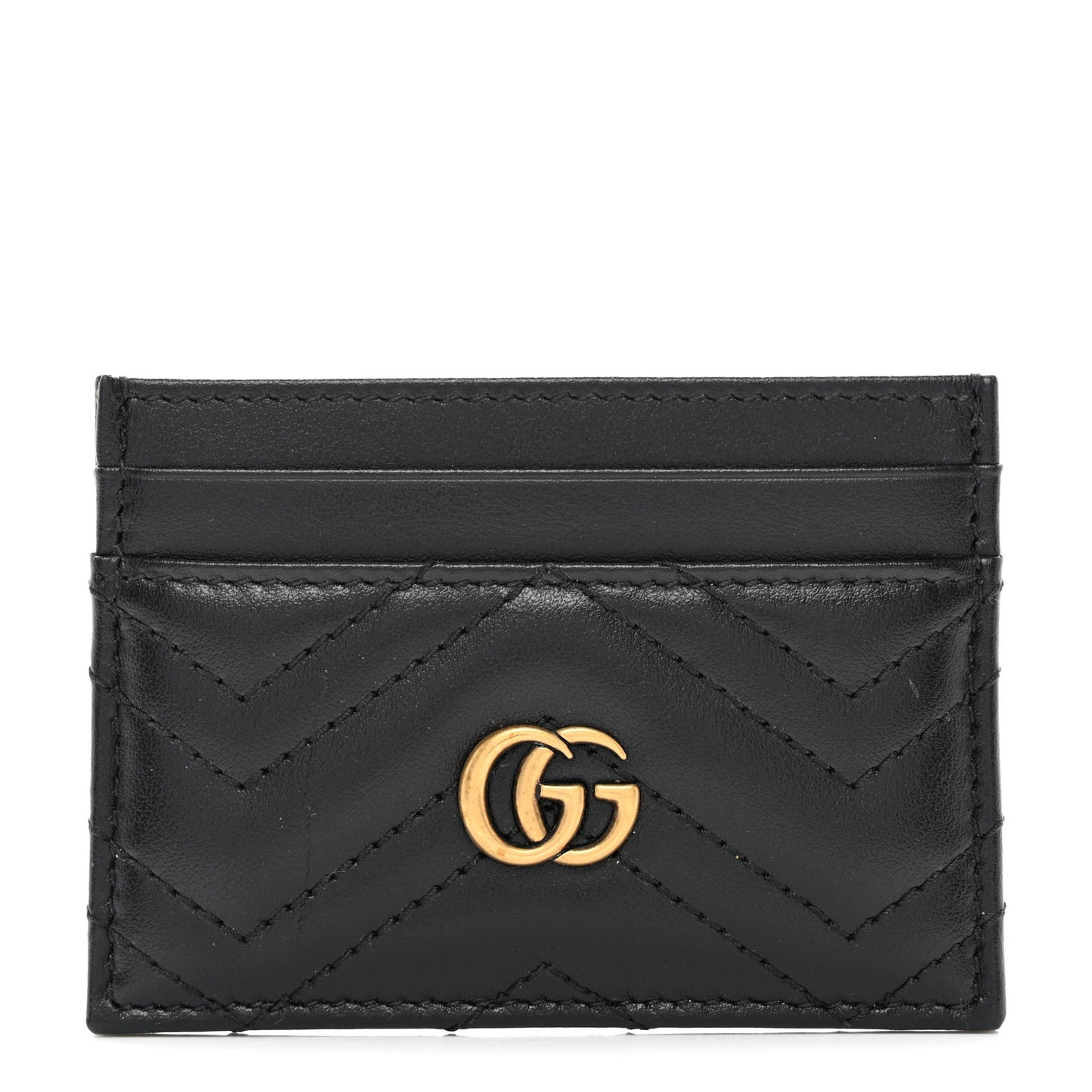 Calfskin Matelasse GG Marmont Card Holder Black