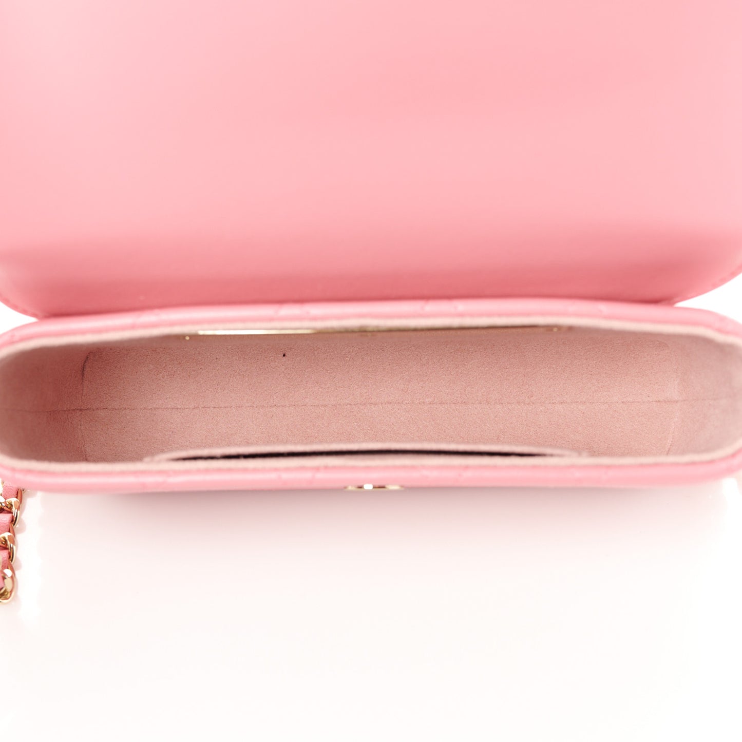 Calfskin Diamond Stitched Chain Around Flap Phone Holder Dark Pink