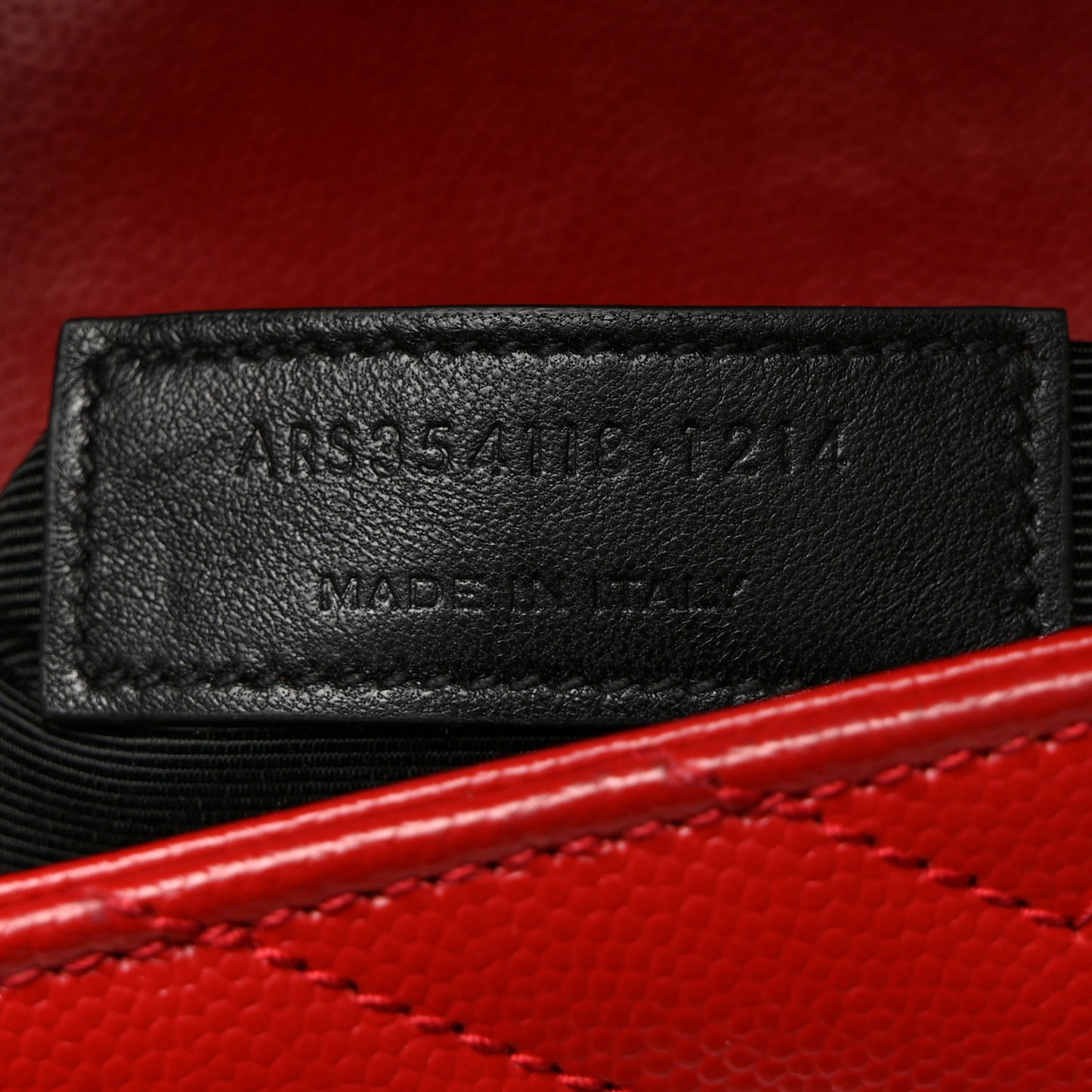 Grain De Poudre Matelasse Chevron Large Monogram Satchel Lipstick Red