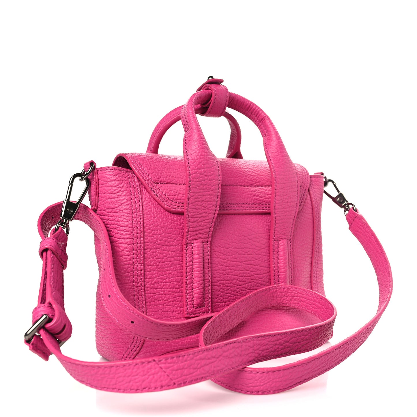 Textured Calfskin Mini Pashli Satchel Bright Fuchsia
