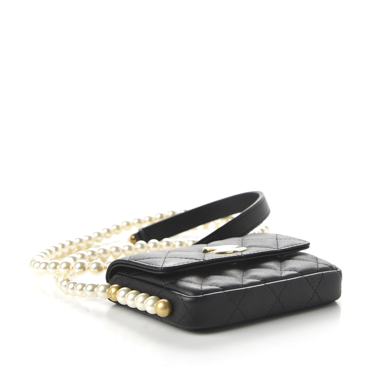 Chanel Calfskin Quilted About Pearls Card Holder Flap With Chain Black 4 of 12