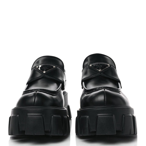 Spazzolato Rois Metal Triangle Logo Monolith 55mm Loafers 37 Black