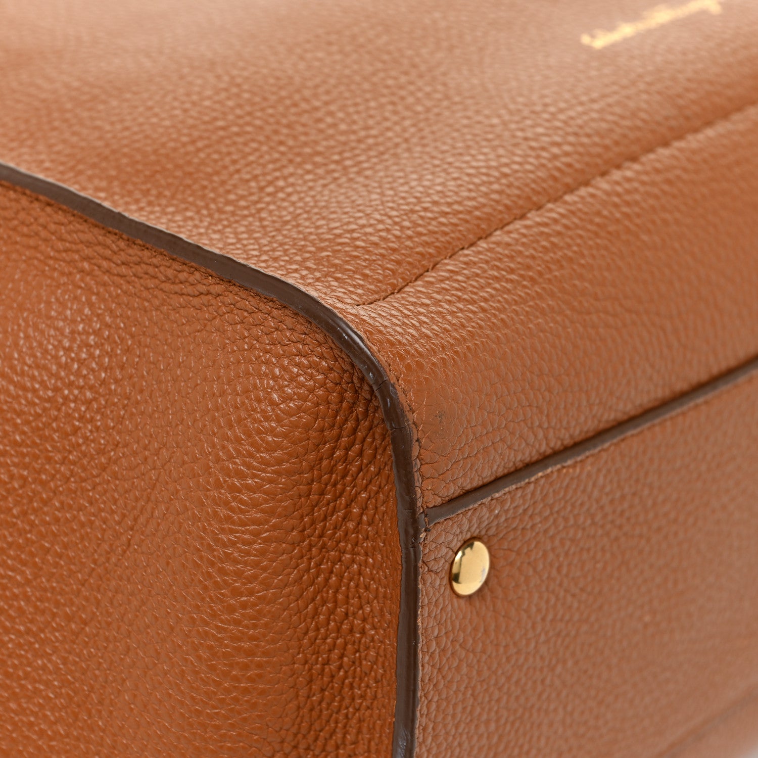 Salvatore Ferragamo Hammered Calfskin Double Handle Amy Tote Chestnut 8 of 13