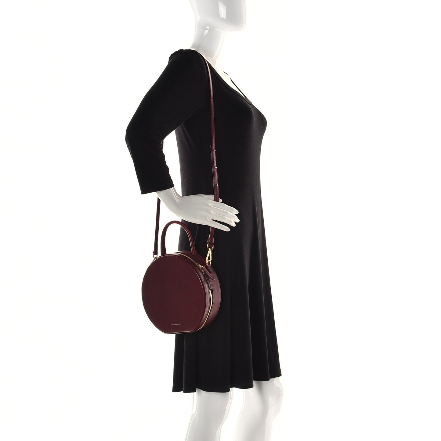 Calfskin Circle Crossbody Bag Burgundy