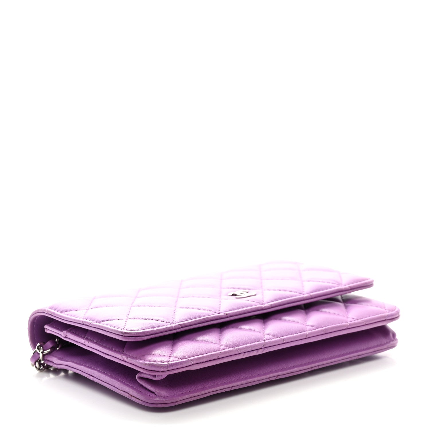 Chanel Lambskin Quilted Wallet On Chain WOC Purple 4 of 12