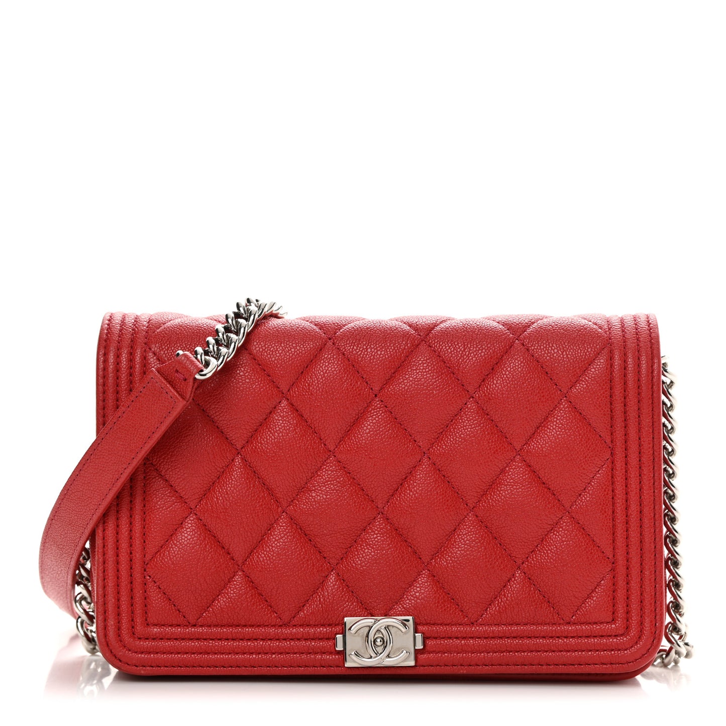 Caviar Quilted Boy Wallet On Chain WOC Red