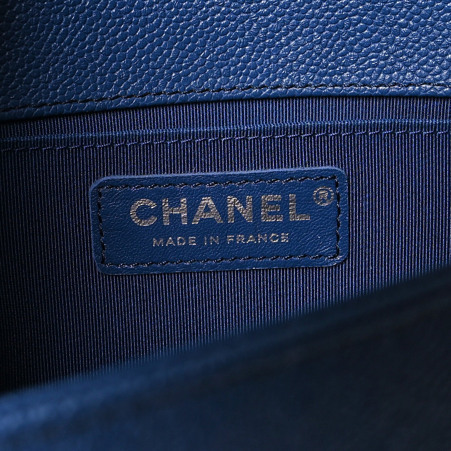 Caviar Quilted Medium Boy Flap Dark Blue