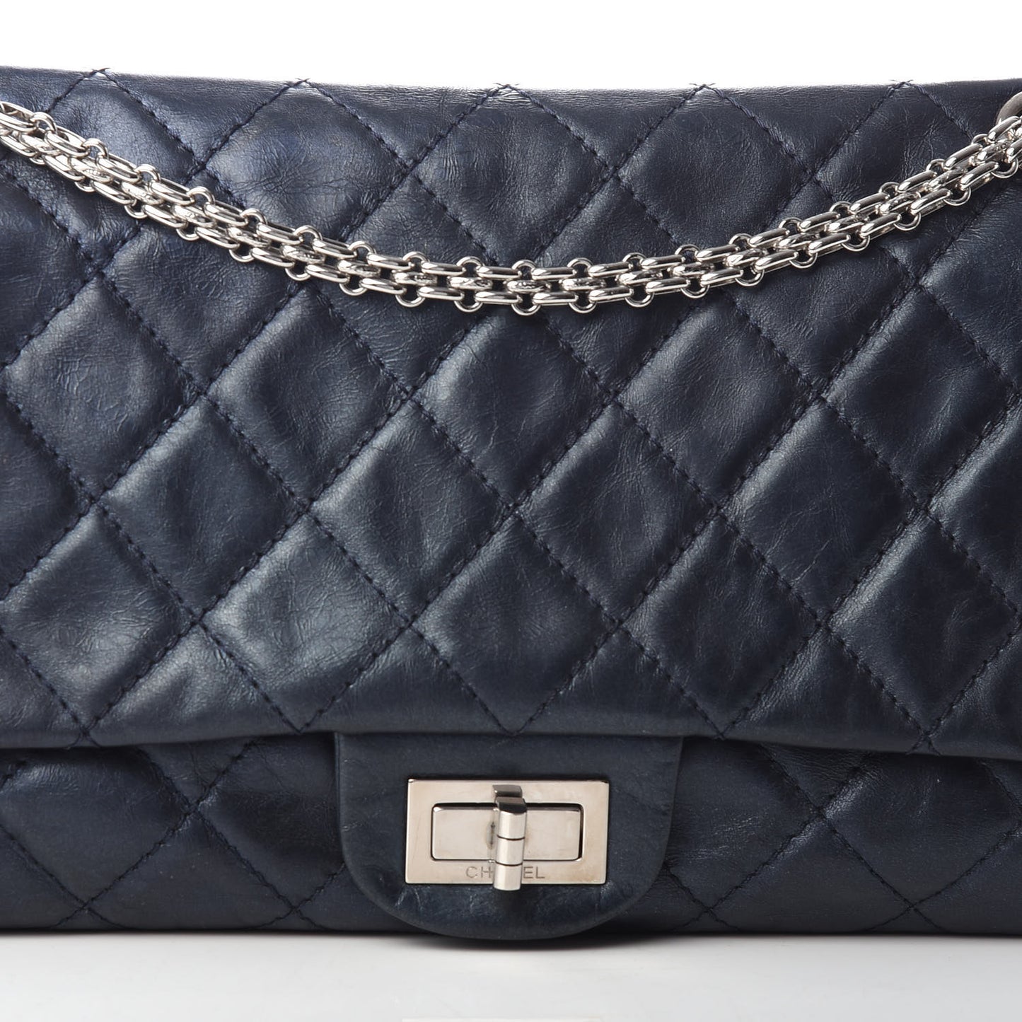 Metallic Aged Calfskin Quilted 2.55 Reissue 227 Flap Blue