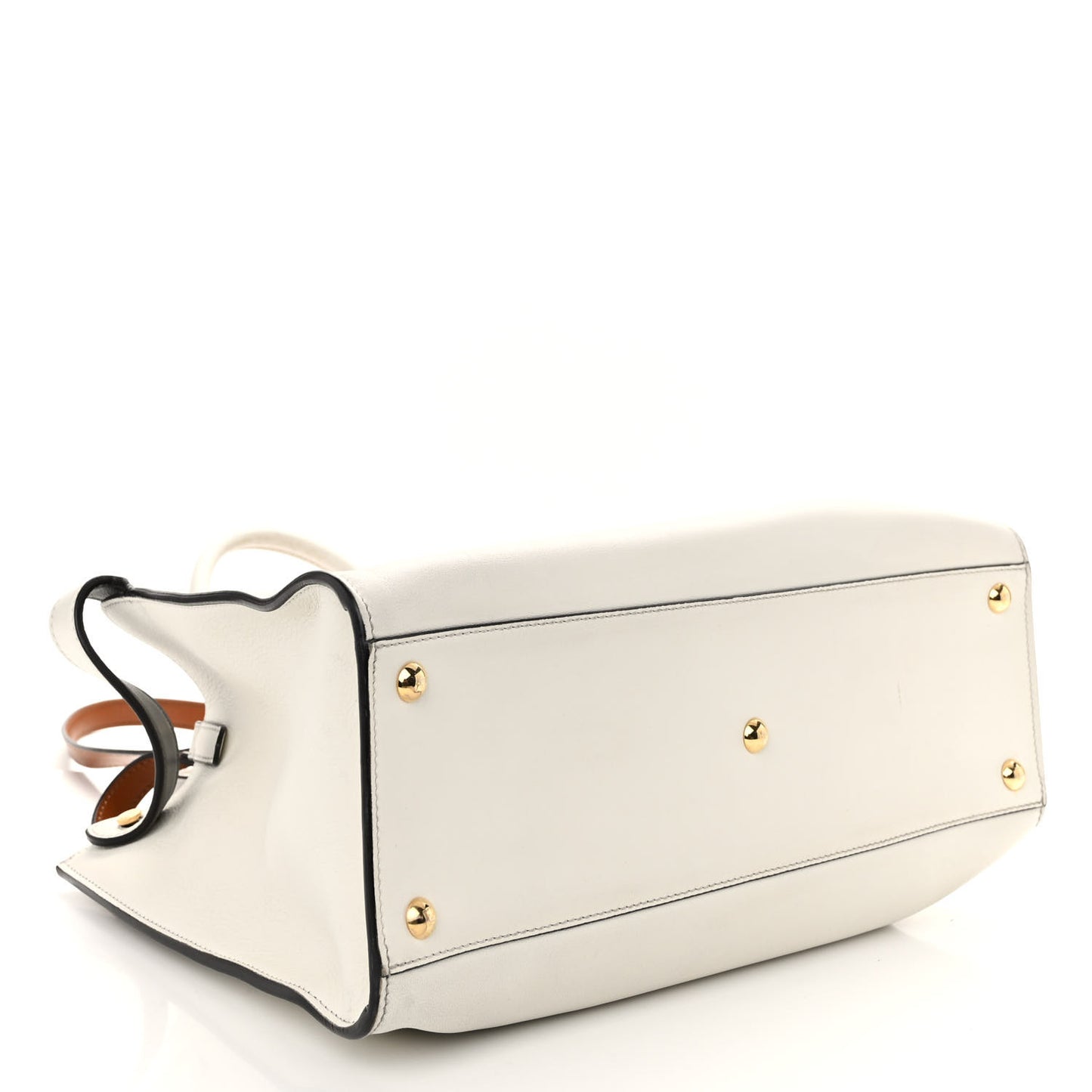 Vitello Seta Century Small Peekaboo X-Tote White Brandy