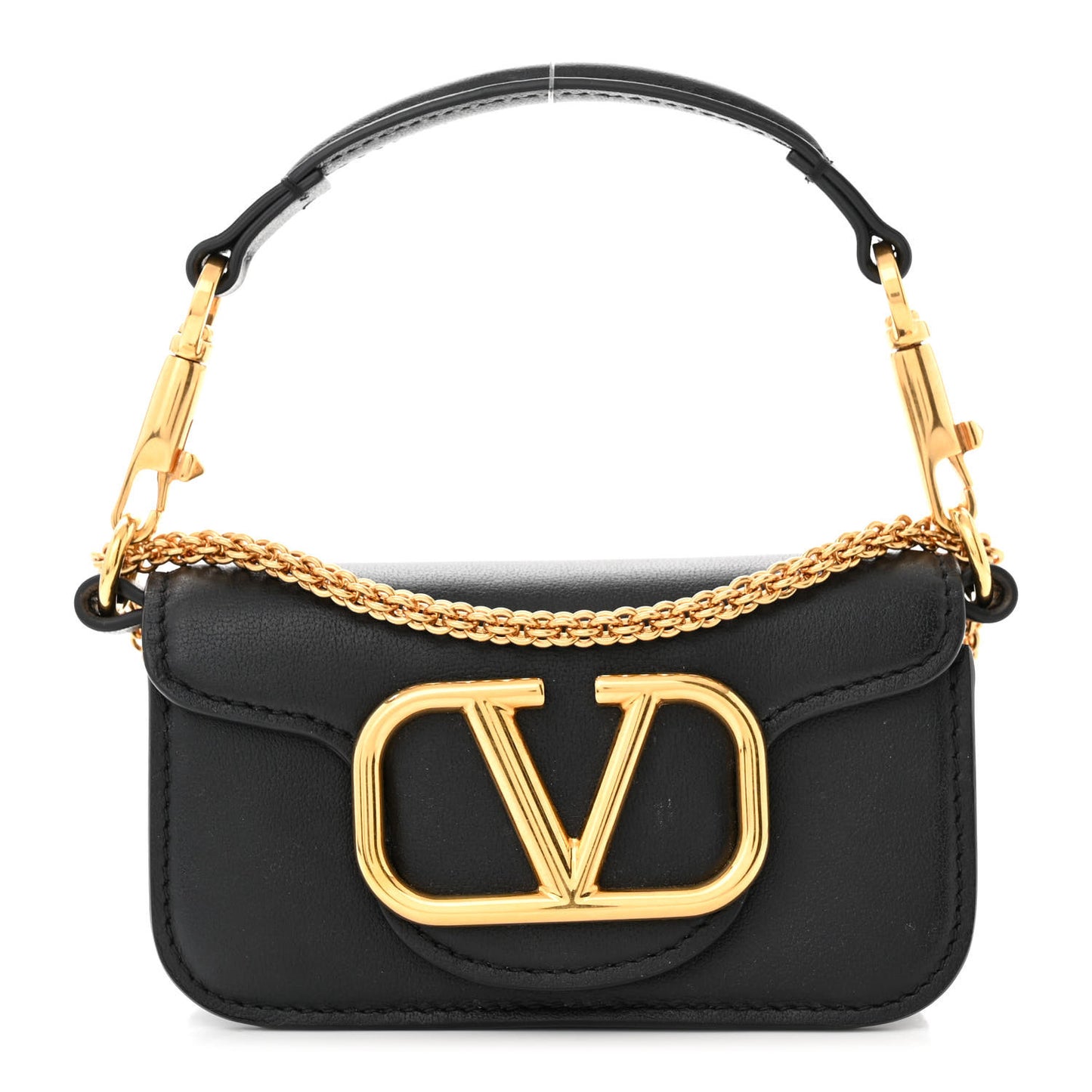 Calfskin Vlogo Micro Loco Shoulder Bag Black