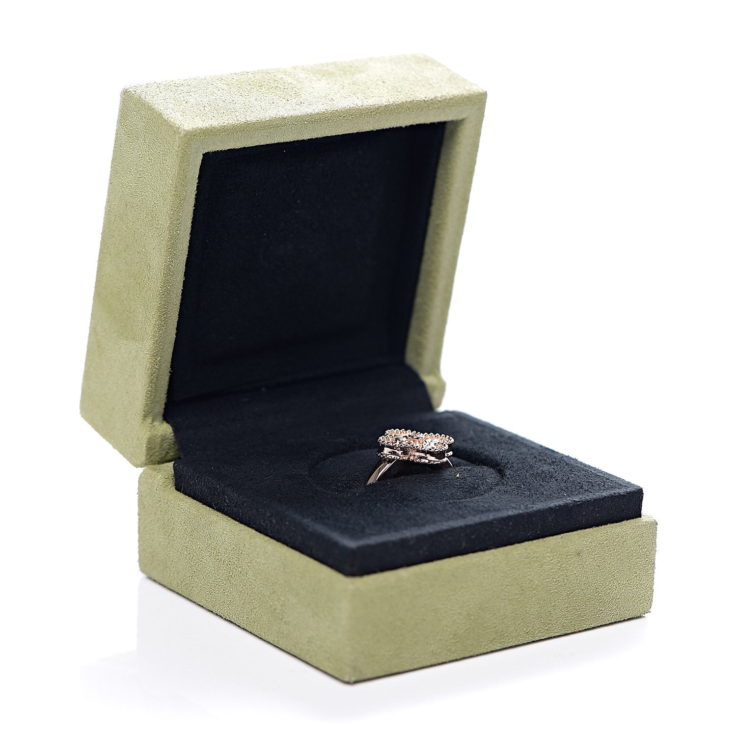 18K Rose Gold Diamond Vintage Alhambra Ring 52 6