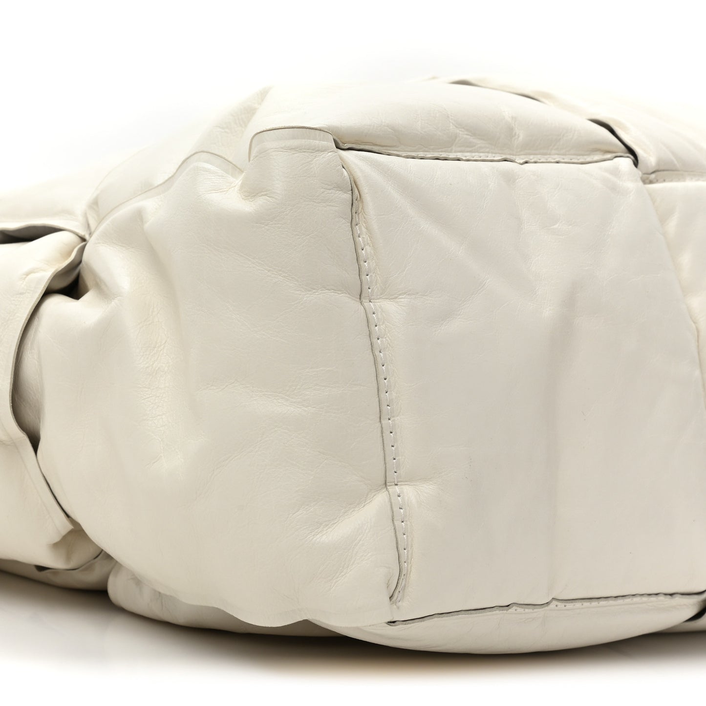 Calfskin Maxi Intrecciato BV Squash Tote White