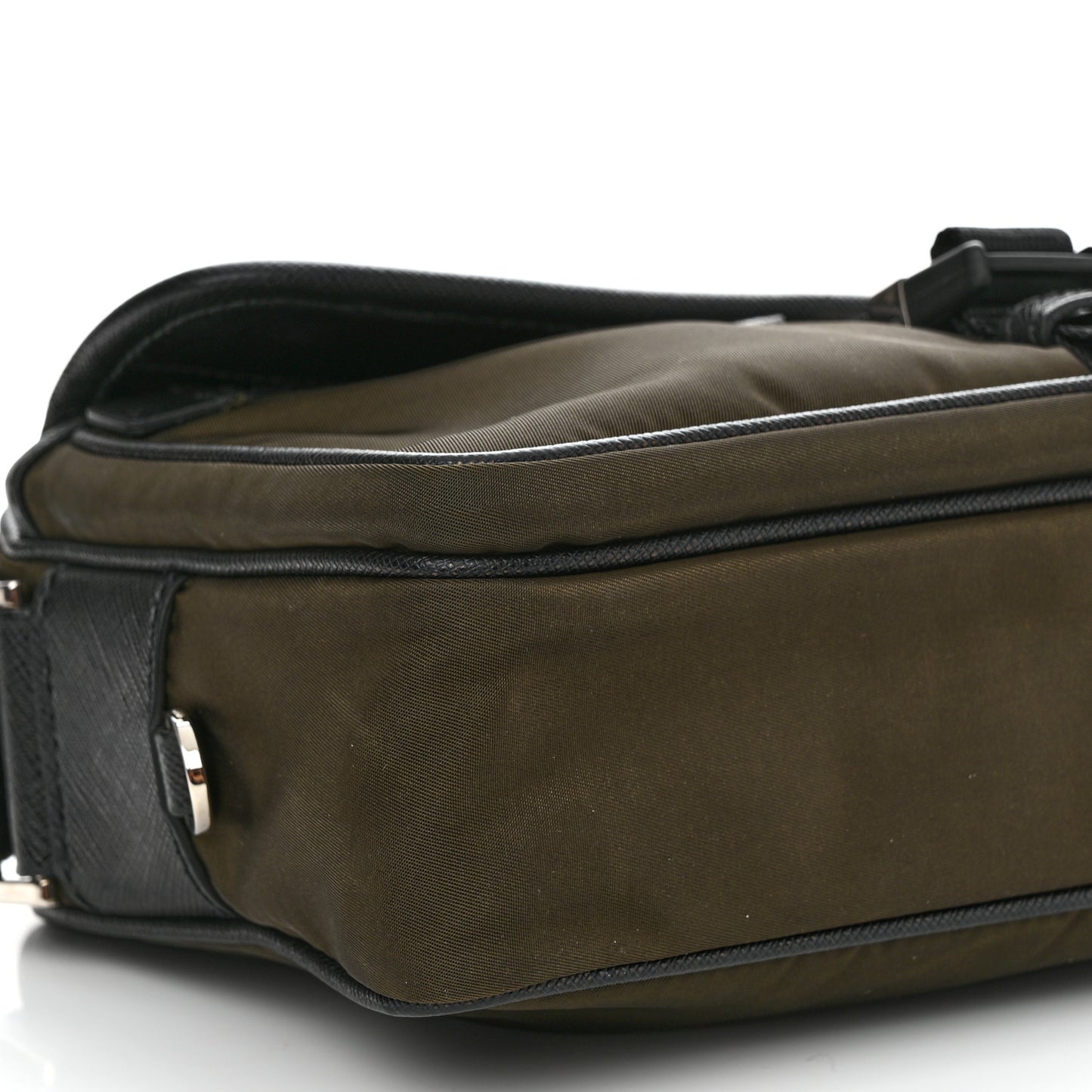 Tessuto Nylon Saffiano Pocket Single Snap Buckle Messenger Flap Bag Mimetico Black