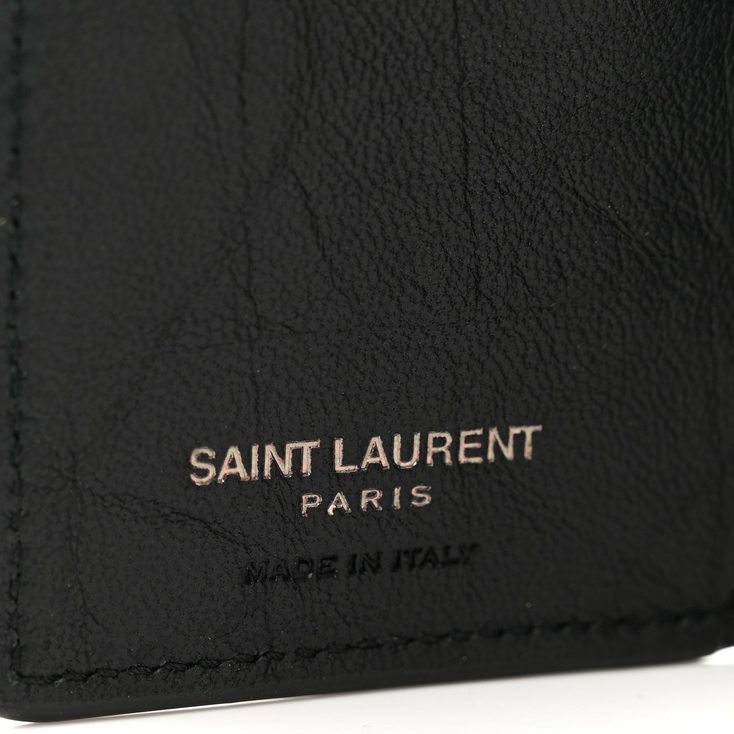 Calfskin Crocodile Embossed Monogram Compact Tri Fold Black