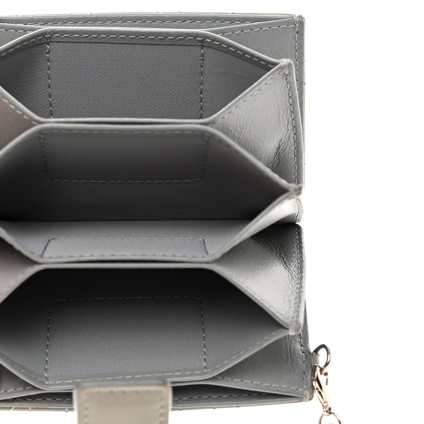 CHRISTIAN DIOR Patent Cannage Lady Dior 5-Gusset Card Holder Grey