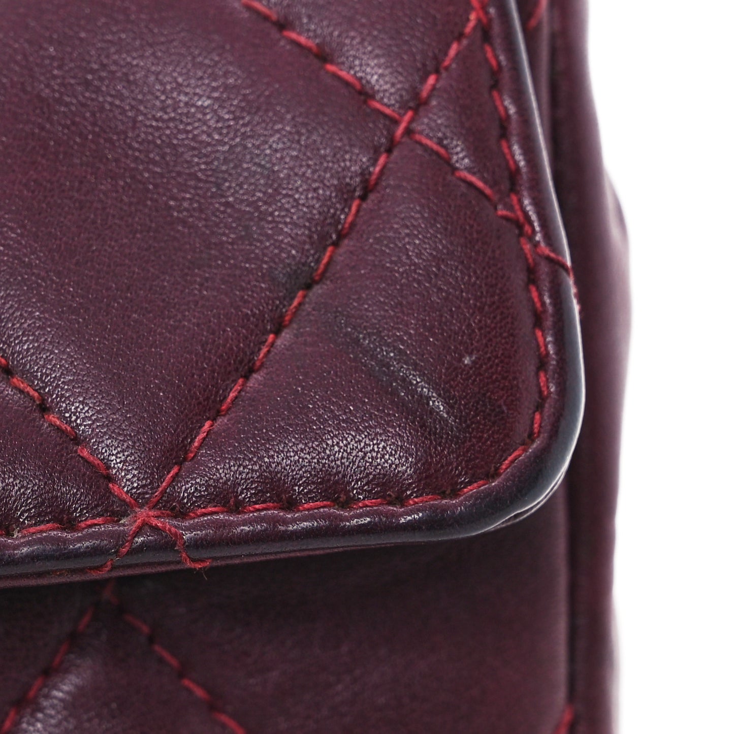 Lambskin Diamond Stitched Waist Chain Belt Flap Bag Burgundy