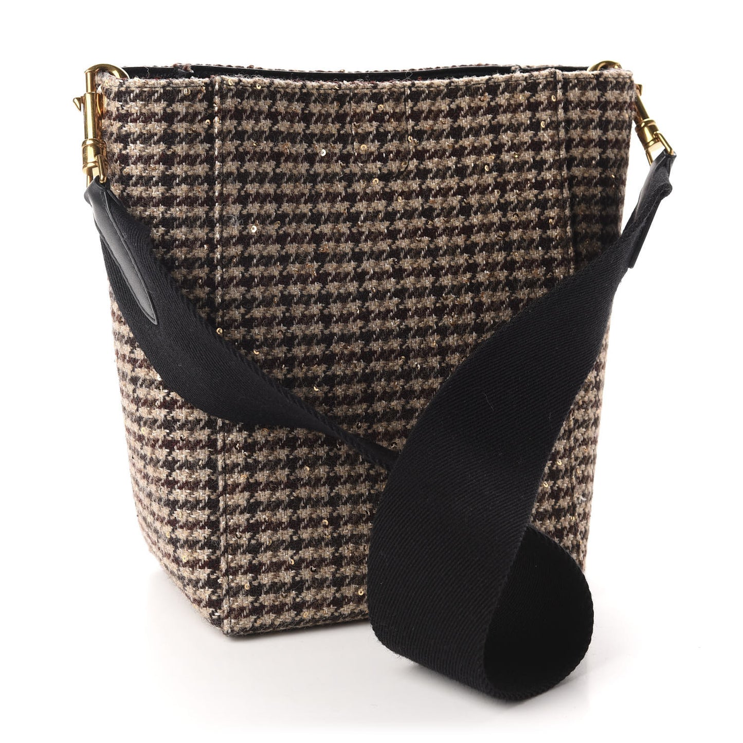 Tweed Small Sangle Bucket Bag Beige