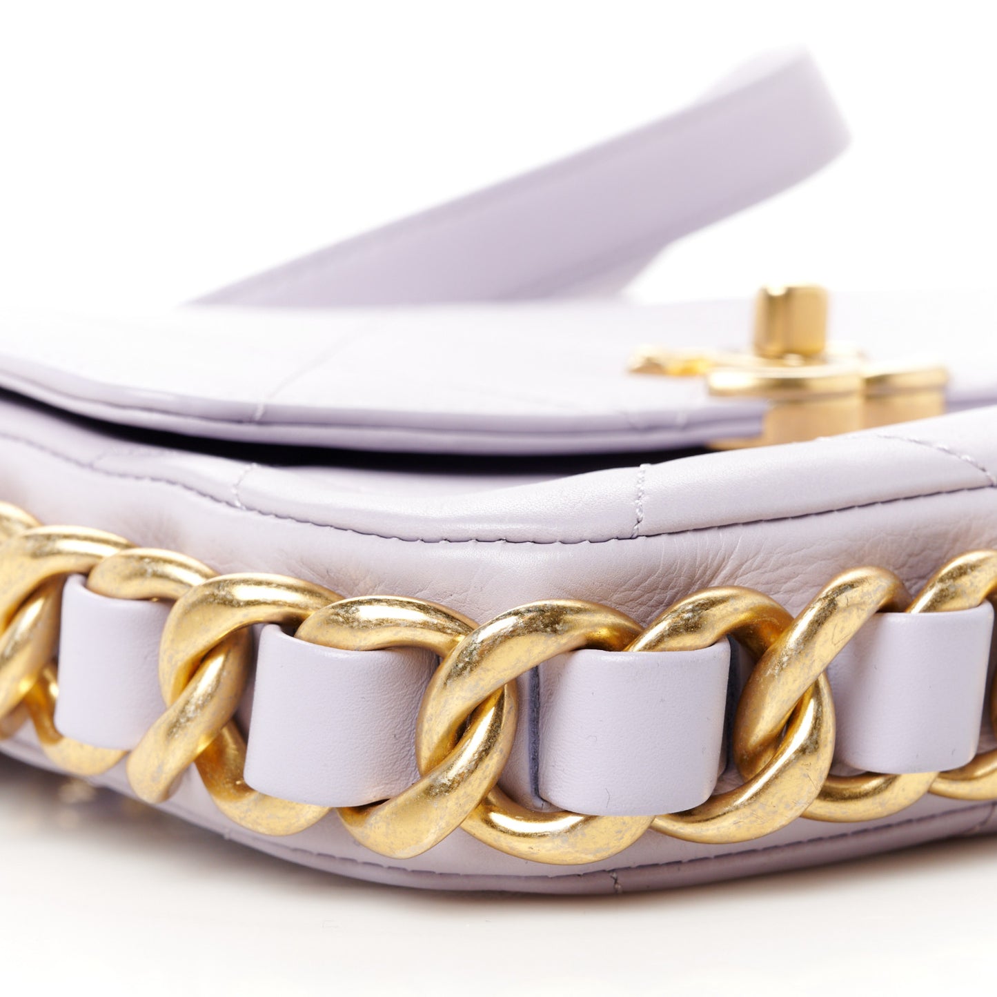 Calfskin Quilted Small Framing Chain Bag Light Purple