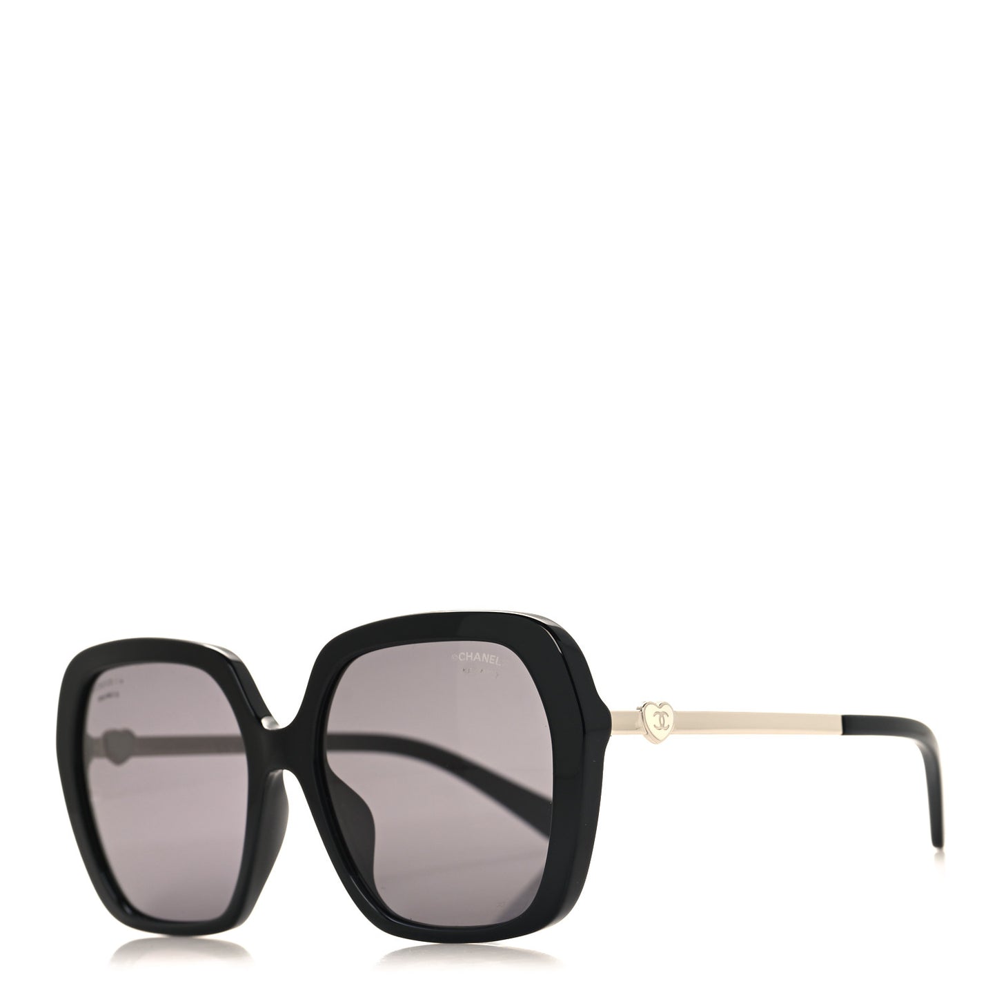 Acetate Polarized Square CC Heart Sunglasses 5521-A Black White