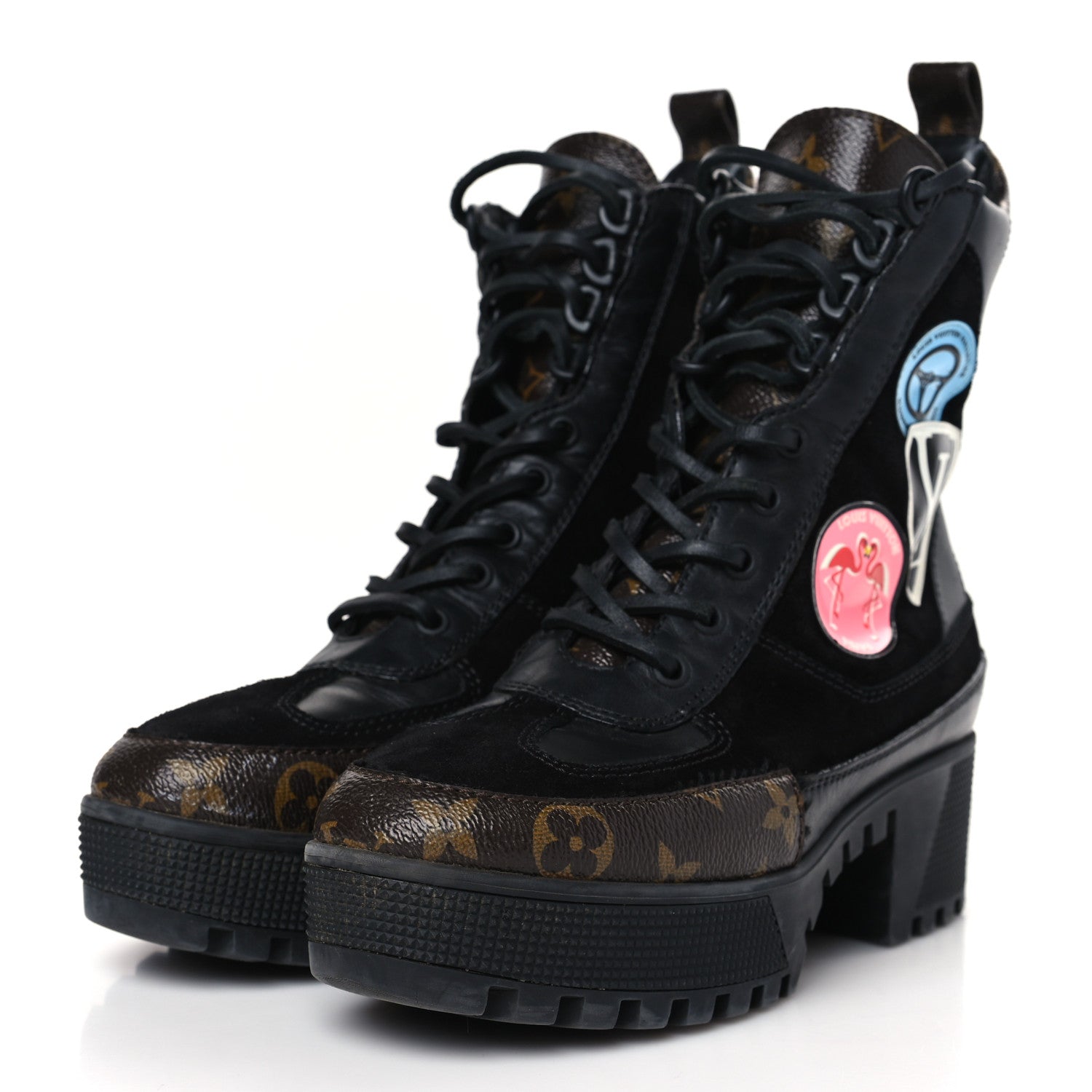 Louis Vuitton Suede Calfskin Monogram World Tour Platform Desert Boots 36.5 Black 3 of 8