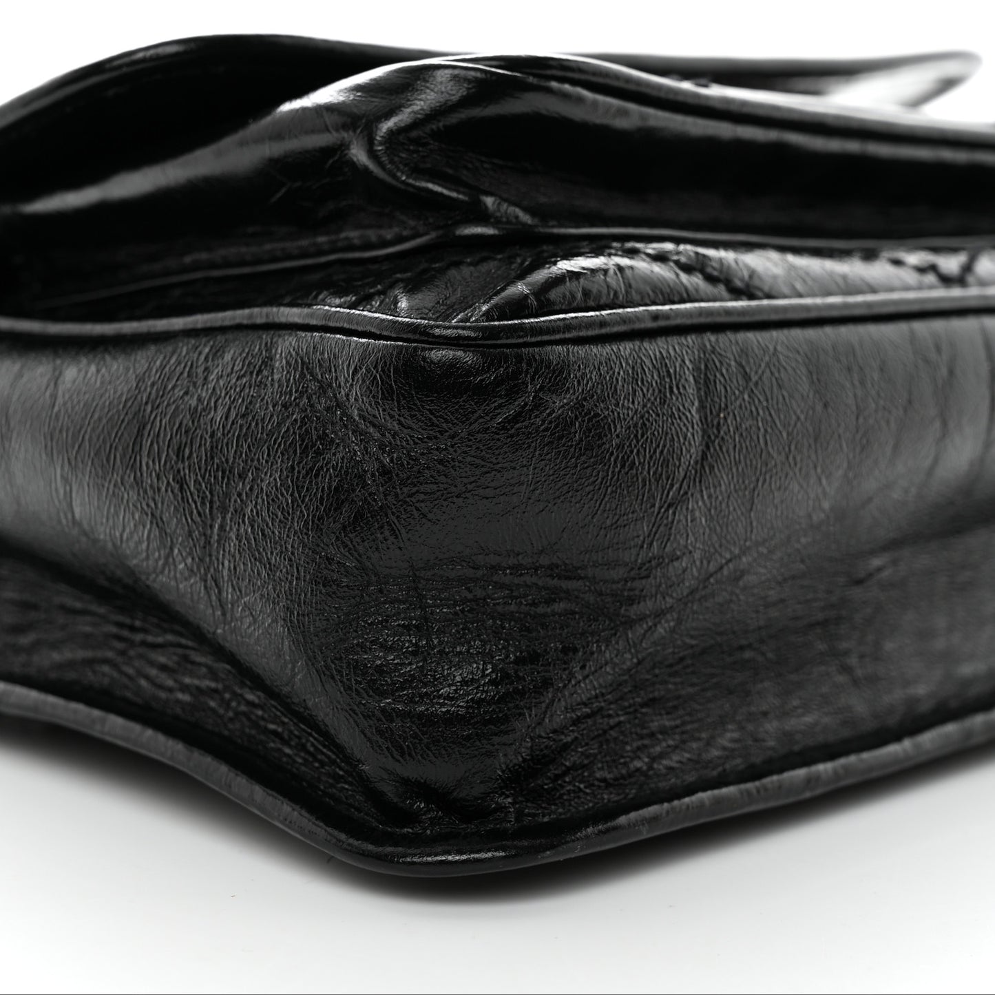 Crinkled Lambskin Matelasse Monogram Baby Niki Chain Satchel Black
