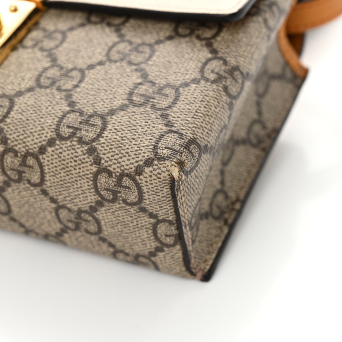GG Supreme Monogram New Sakai Calfskin Mini Padlock Top Handle Shoulder Bag Beige Ebony Mystic White Sun Oil