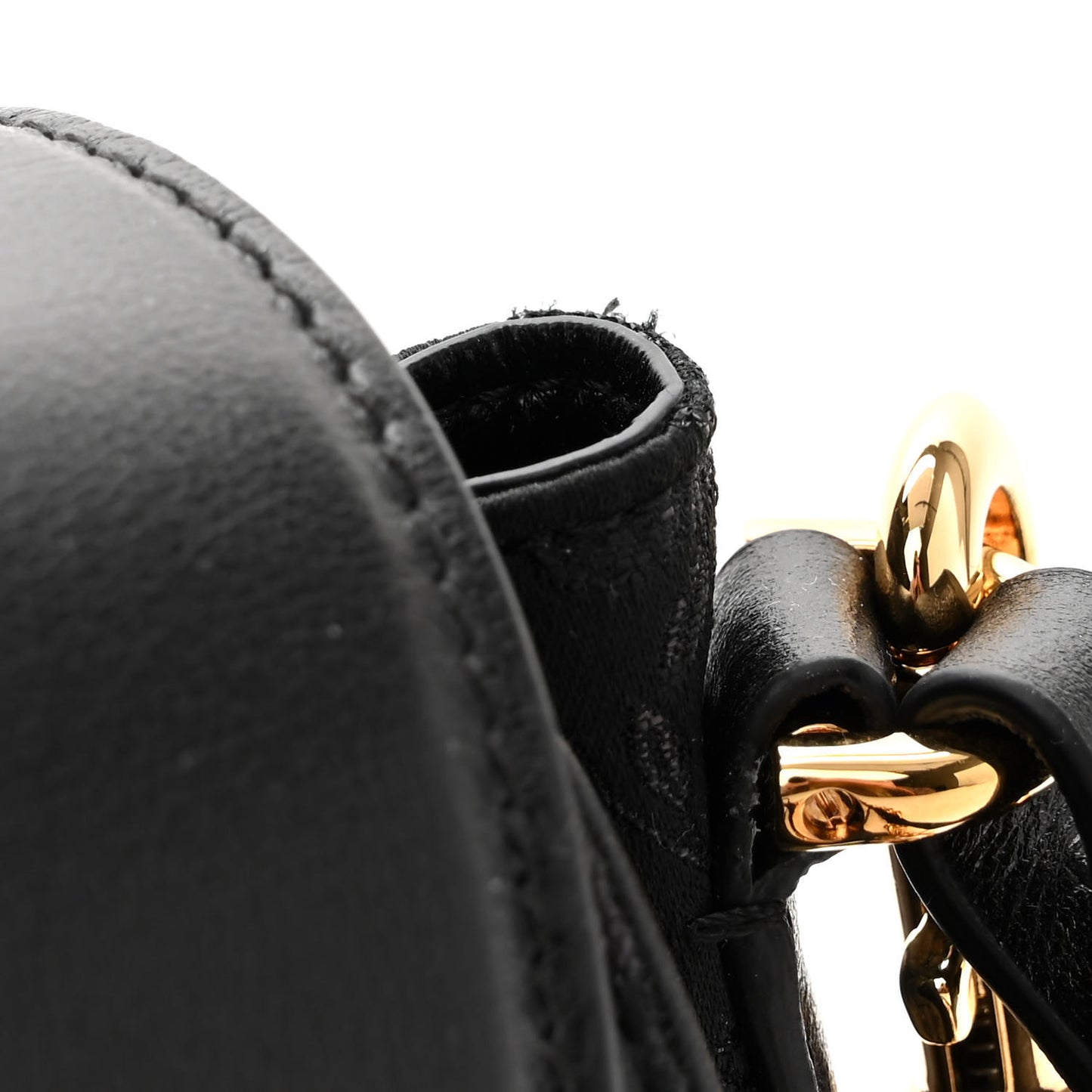 Calfskin Lurex Cloquet Small La Medusa Chain Top Handle Handbag Black