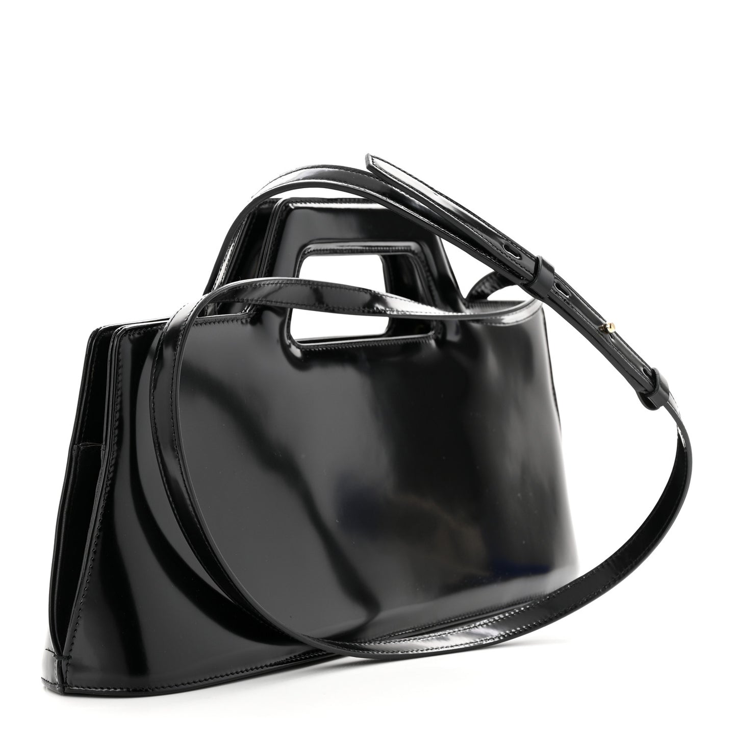 Brushed Off Calfskin Wanda East West Top Handle Bag Black