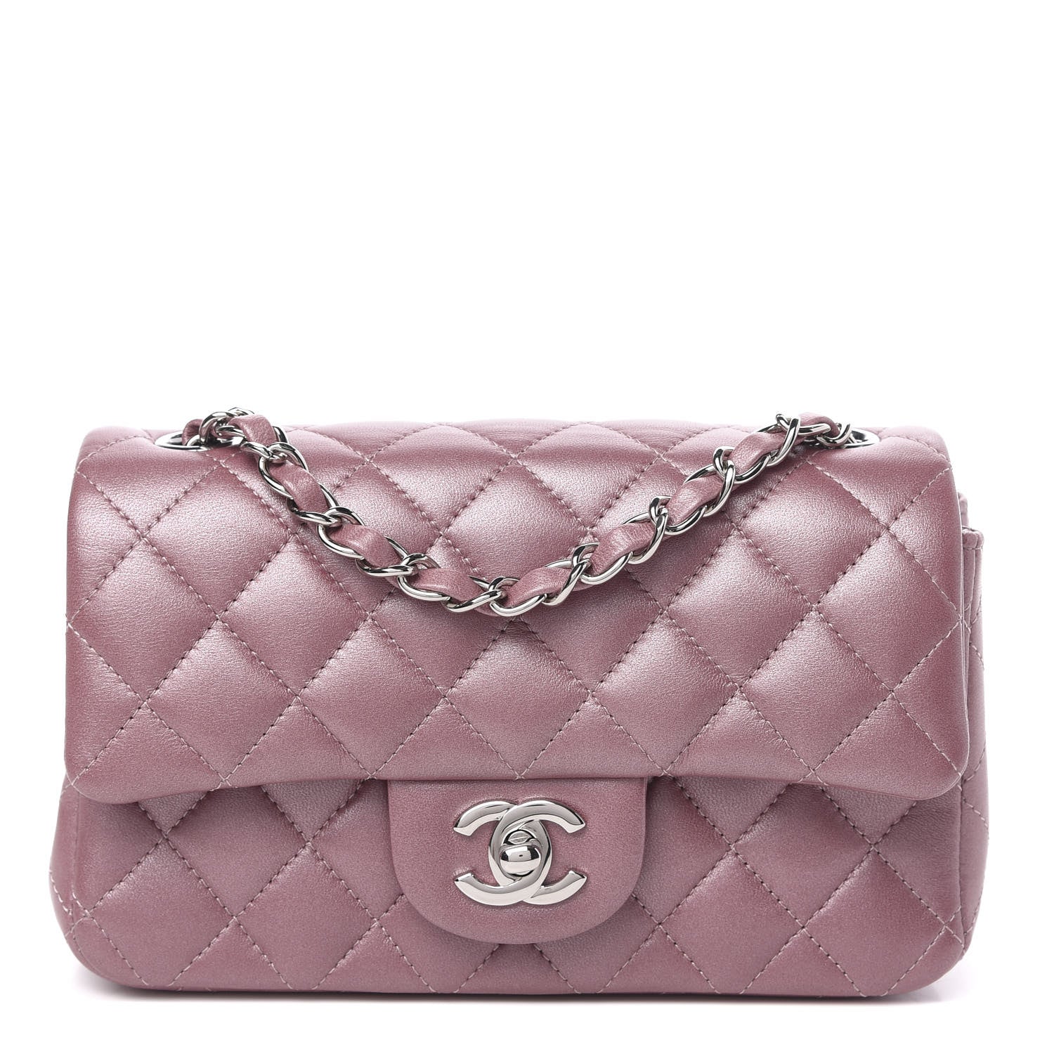 Chanel Metallic Lambskin Quilted Mini Rectangular Flap Pink 1 of 11