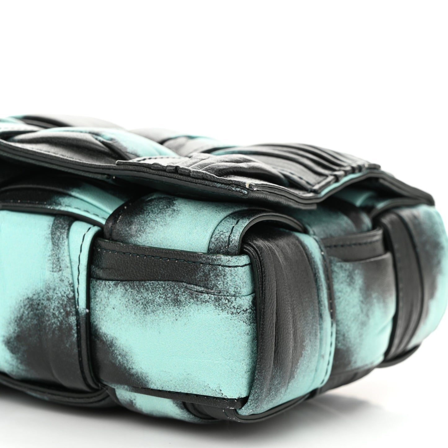Foulard Tie Dye Maxi Intrecciato Padded Cassette Crossbody Bag Celadon Inkwell