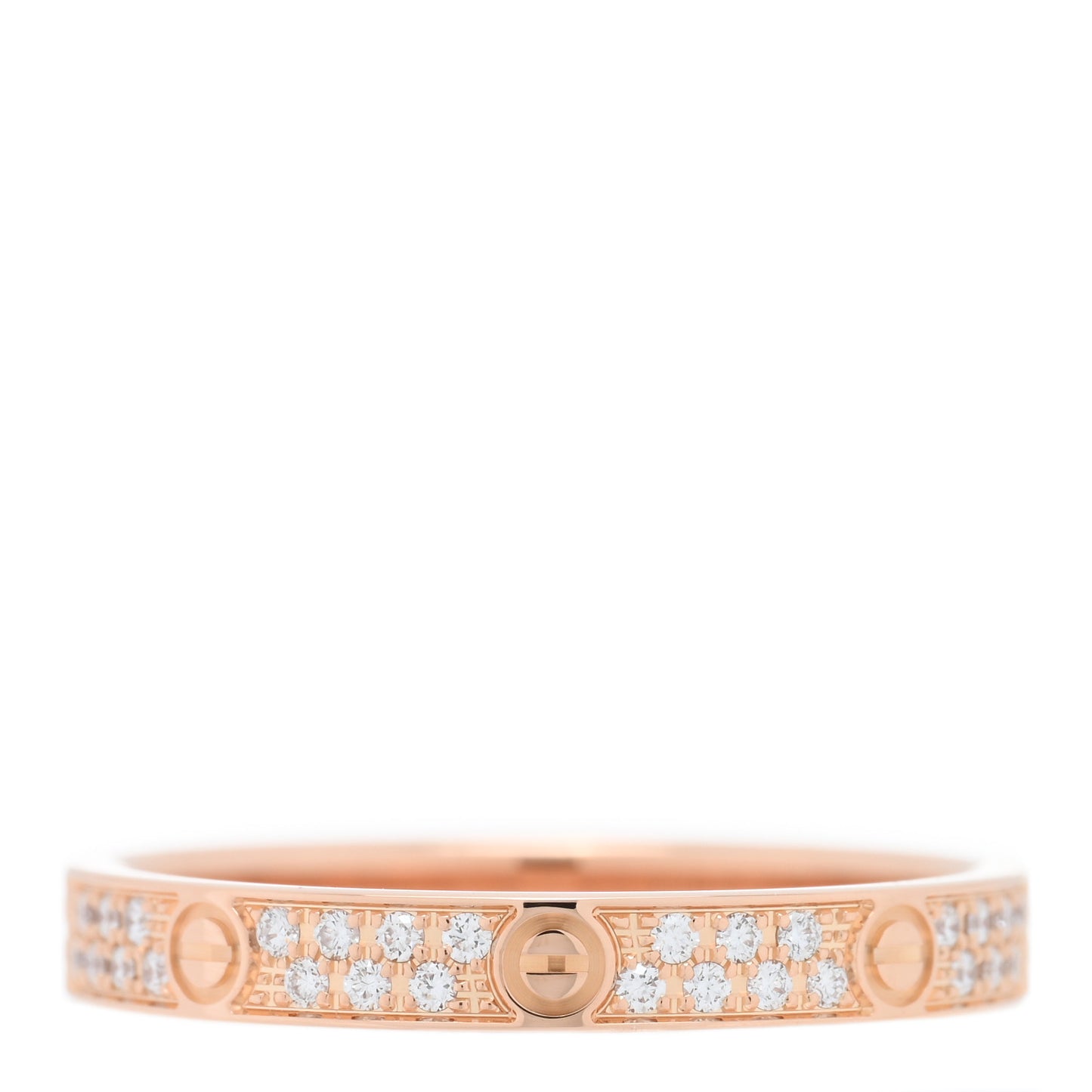 18K Pink Gold Diamond 2.6mm LOVE Paved Band Ring 50 5.25