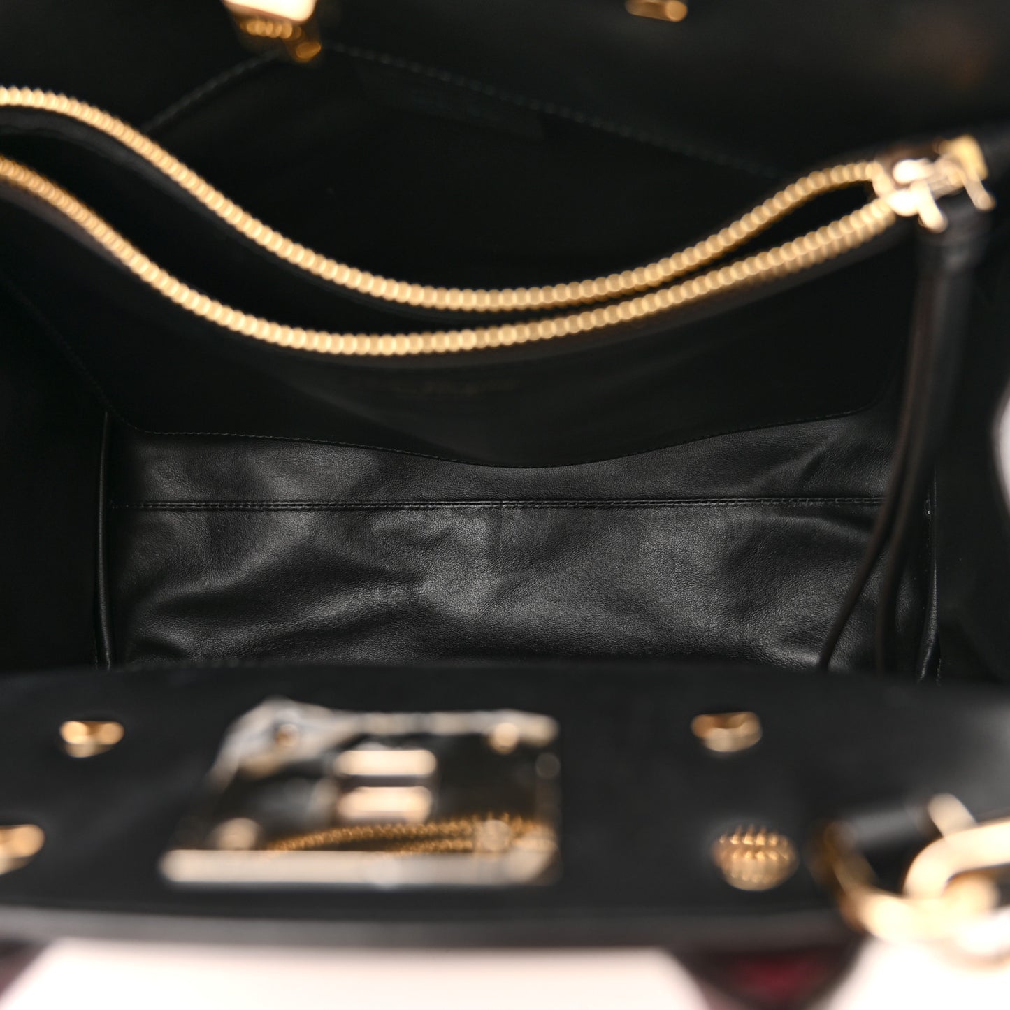 Calfskin Large Studio Bag Wine Bone Black