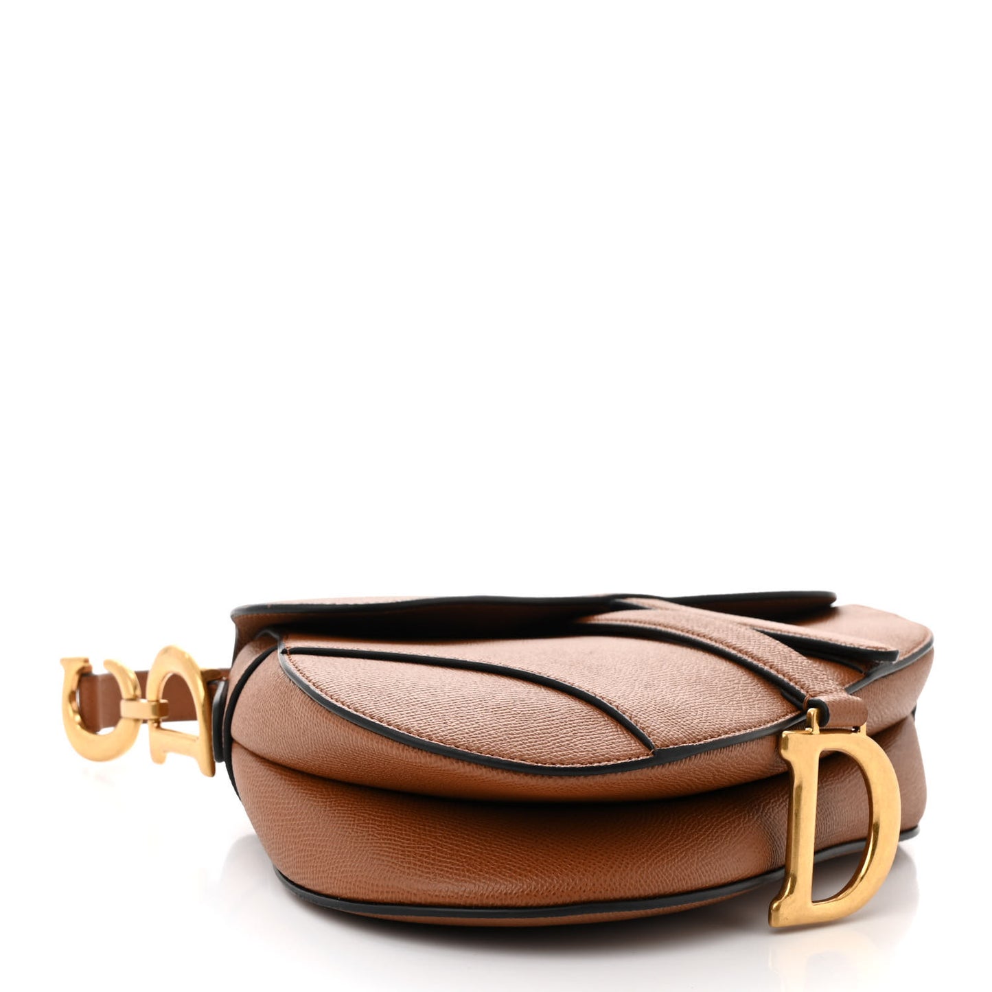 Grained Calfskin Saddle Bag With Strap Golden Saddle