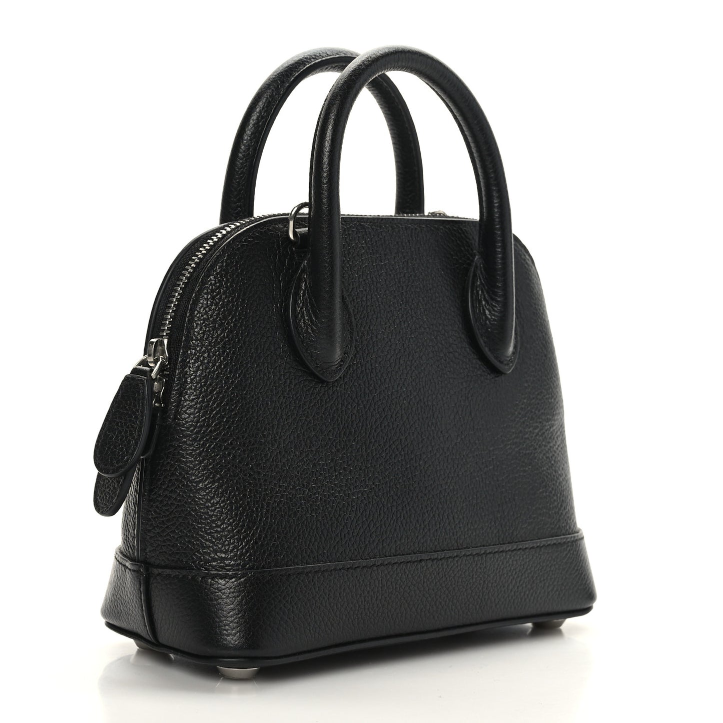 Grained Calfskin City Logo XXS Ville Top Handle Bag Black White