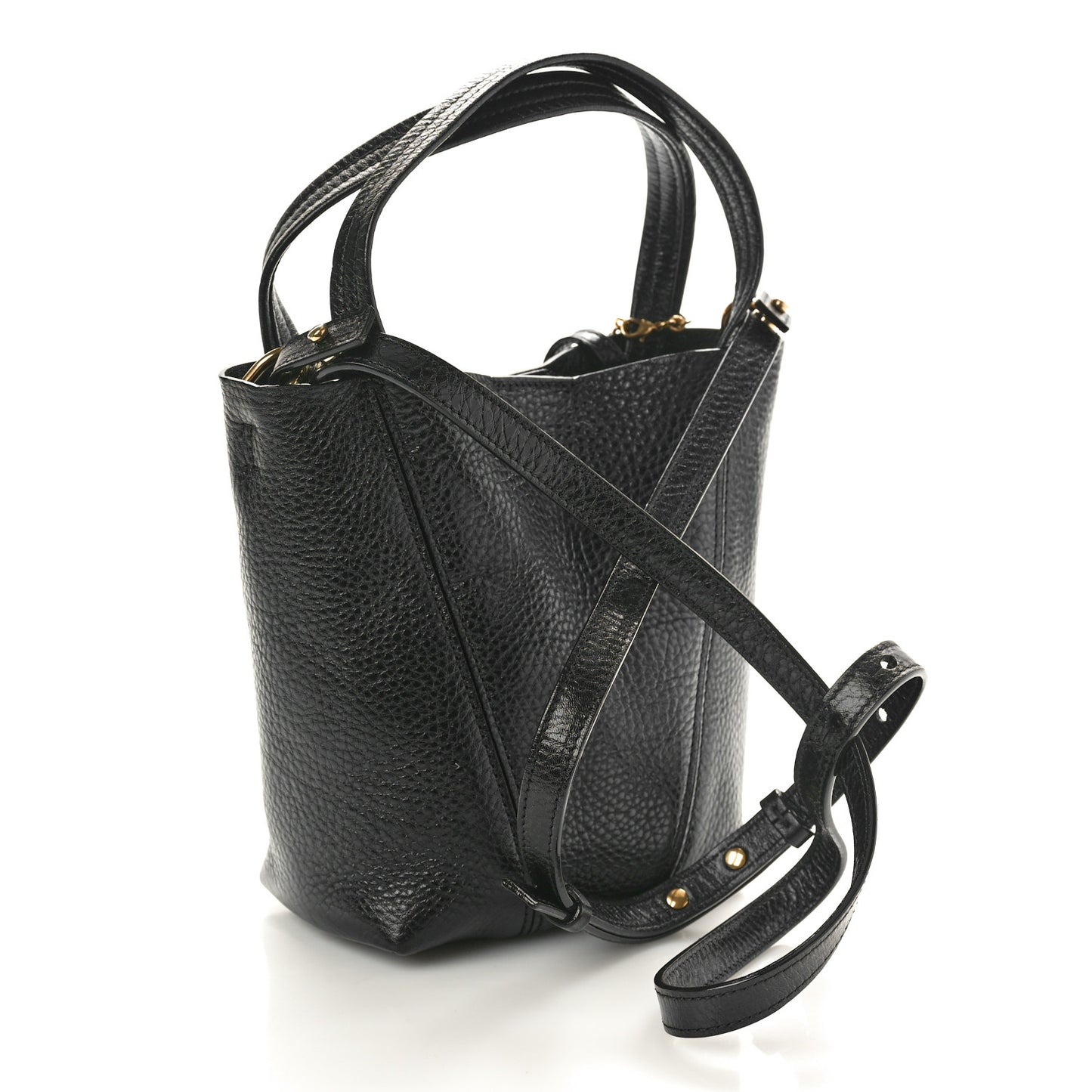 Grained Calfskin Small Spin Tote Black