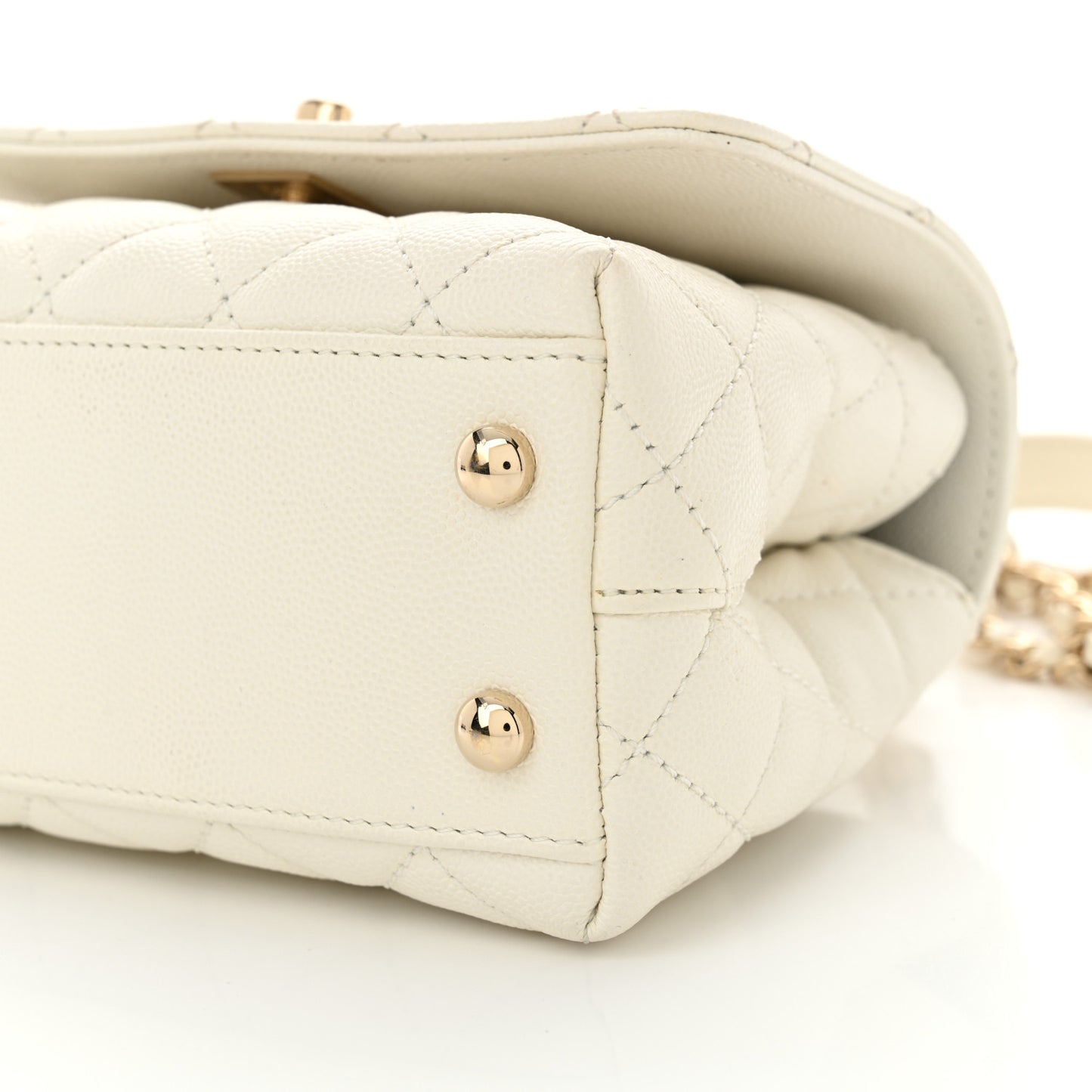 Caviar Quilted Extra Mini Coco Handle Flap White