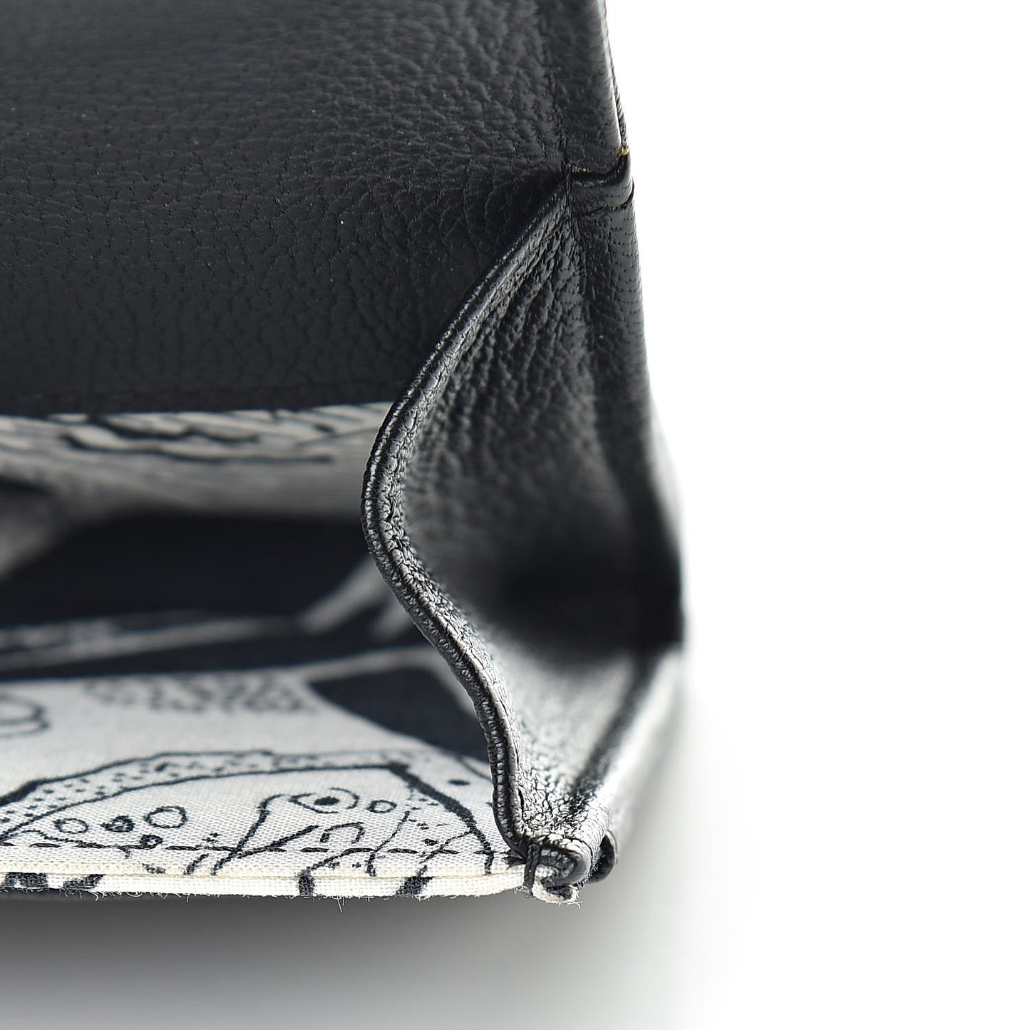 Goatskin Camellia CC Flap Card Holder Black