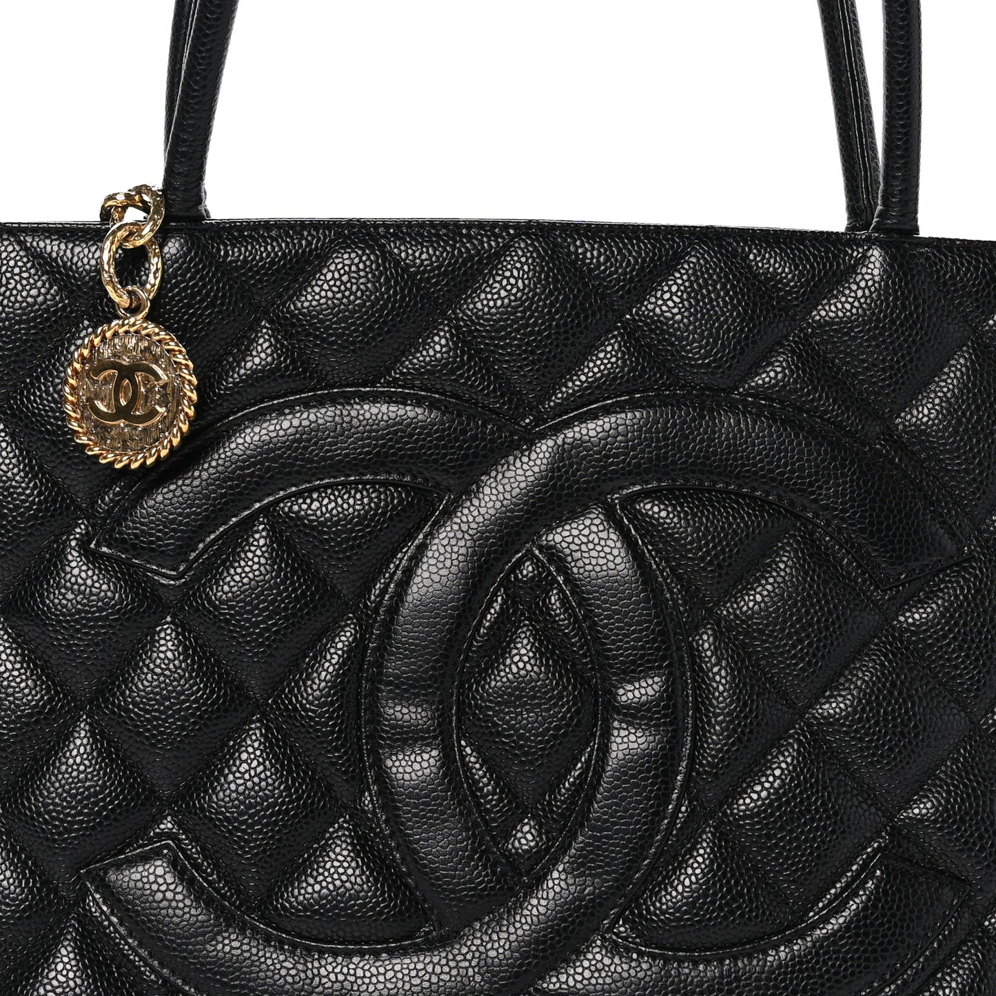 Caviar Quilted Medallion Tote Black