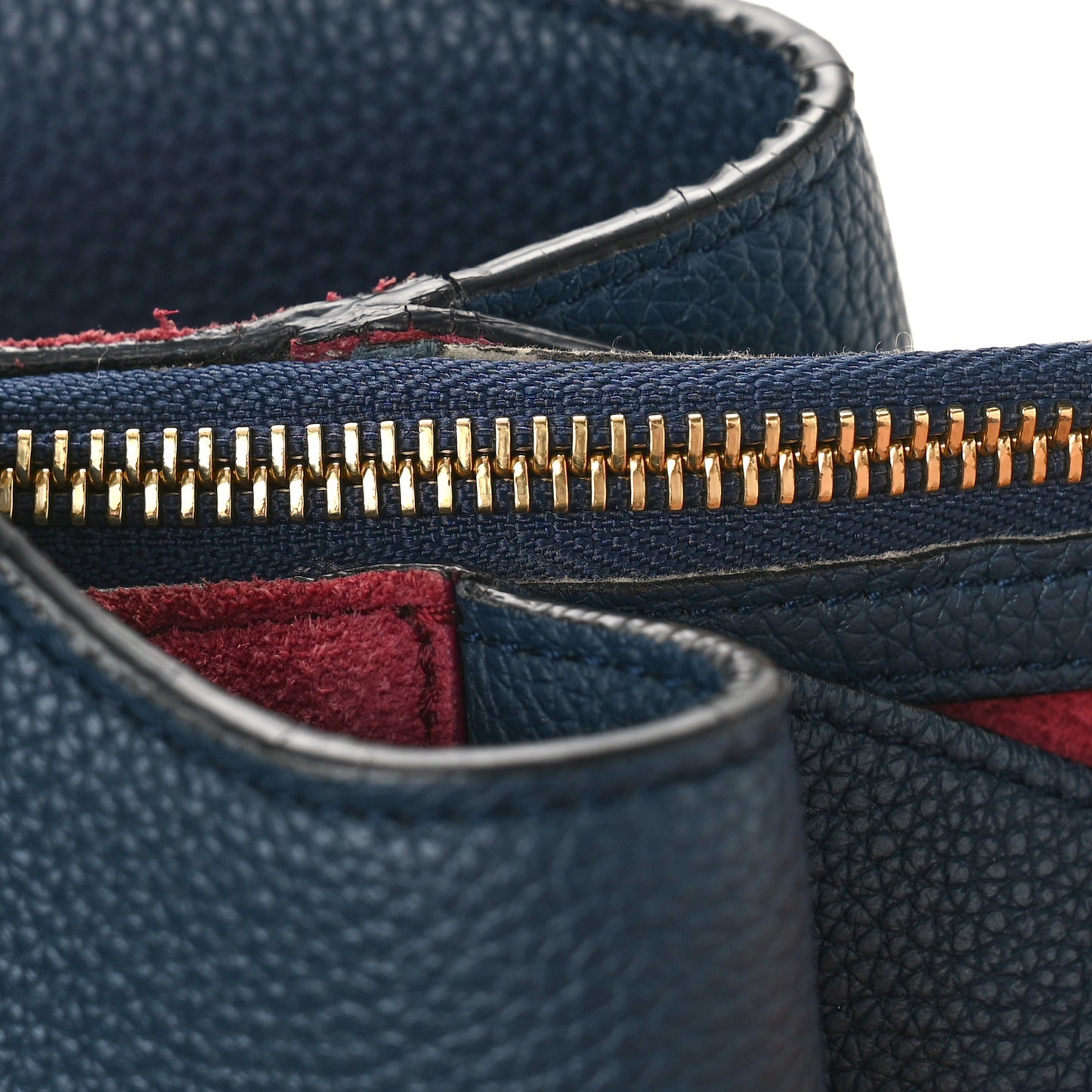 Baby Grained Calfskin Small Tri-Fold Bag Steel Blue